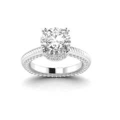 White Gold Studded 4.105 Carat Lab Grown Diamond Ring -F Color VS1 Clarity