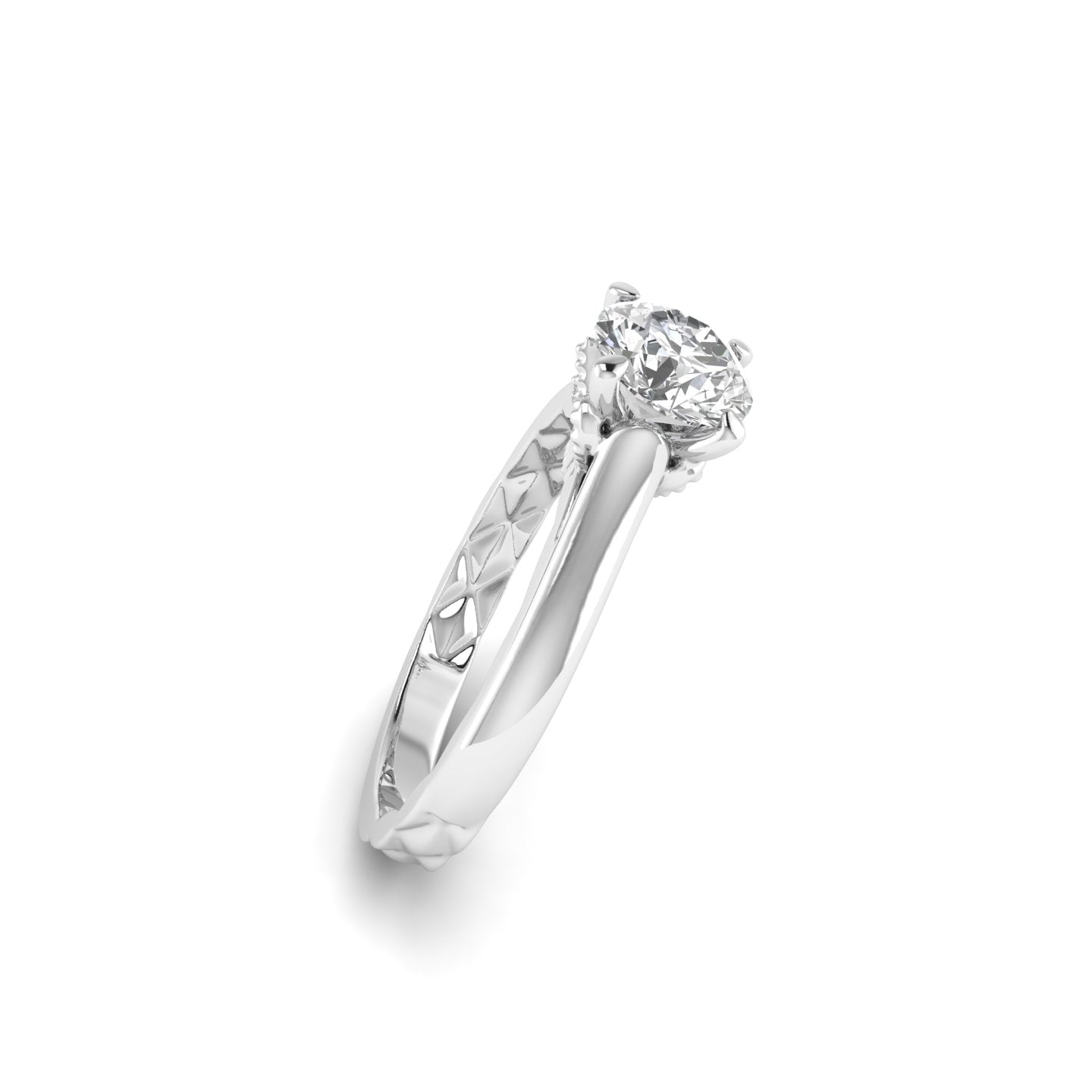 White Gold Studded 1.016 Carat Lab Grown Diamond Ring-E Color VS1 Clarity.
