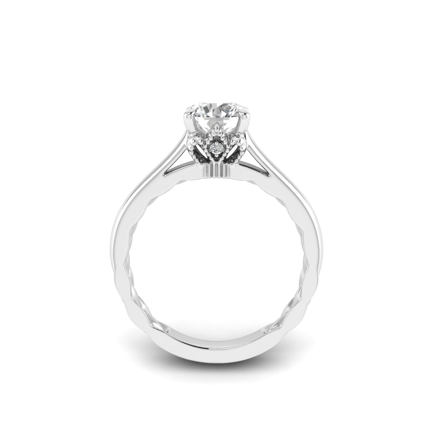 White Gold Studded 1.016 Carat Lab Grown Diamond Ring-E Color VS1 Clarity.