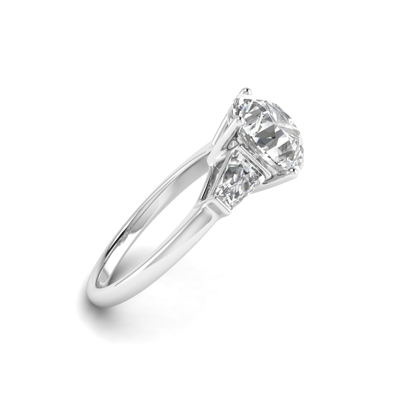 White Gold Studded 3.55 Carat Lab Grown Diamond Ring-G Color VS1 Clarity.