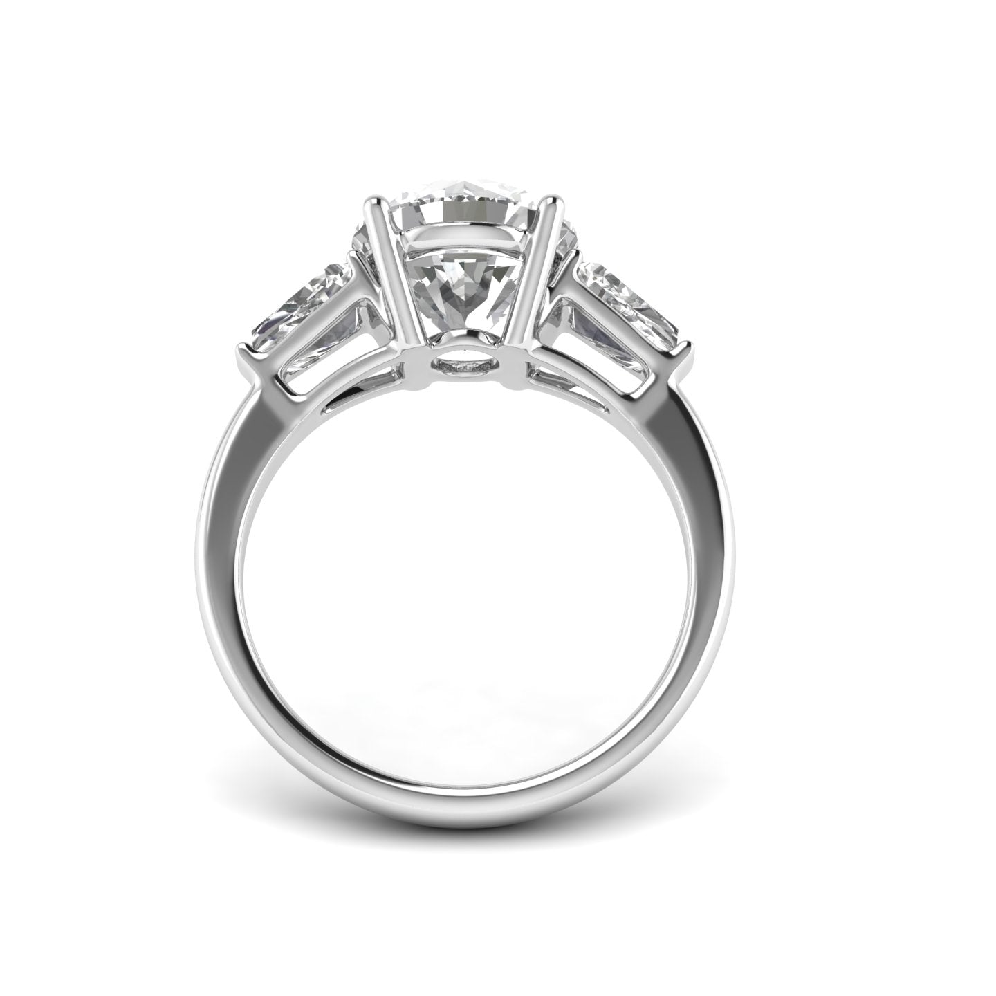 White Gold Studded 3.55 Carat Lab Grown Diamond Ring-G Color VS1 Clarity.