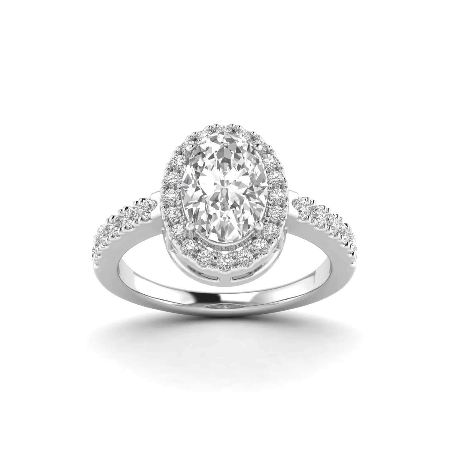White Gold Studded 1.608 Carat Lab Grown Diamond Ring-F Color VS2 Clarity.