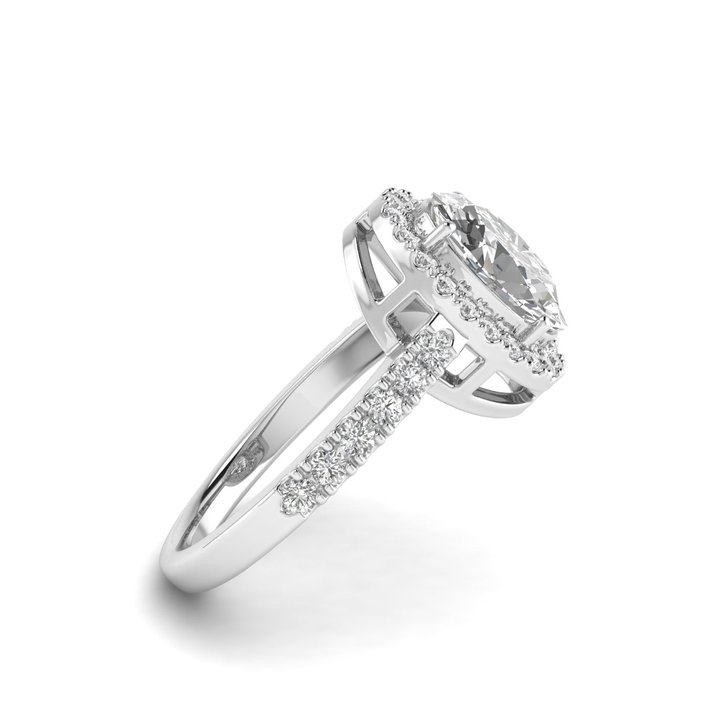 White Gold Studded 1.608 Carat Lab Grown Diamond Ring-F Color VS2 Clarity.
