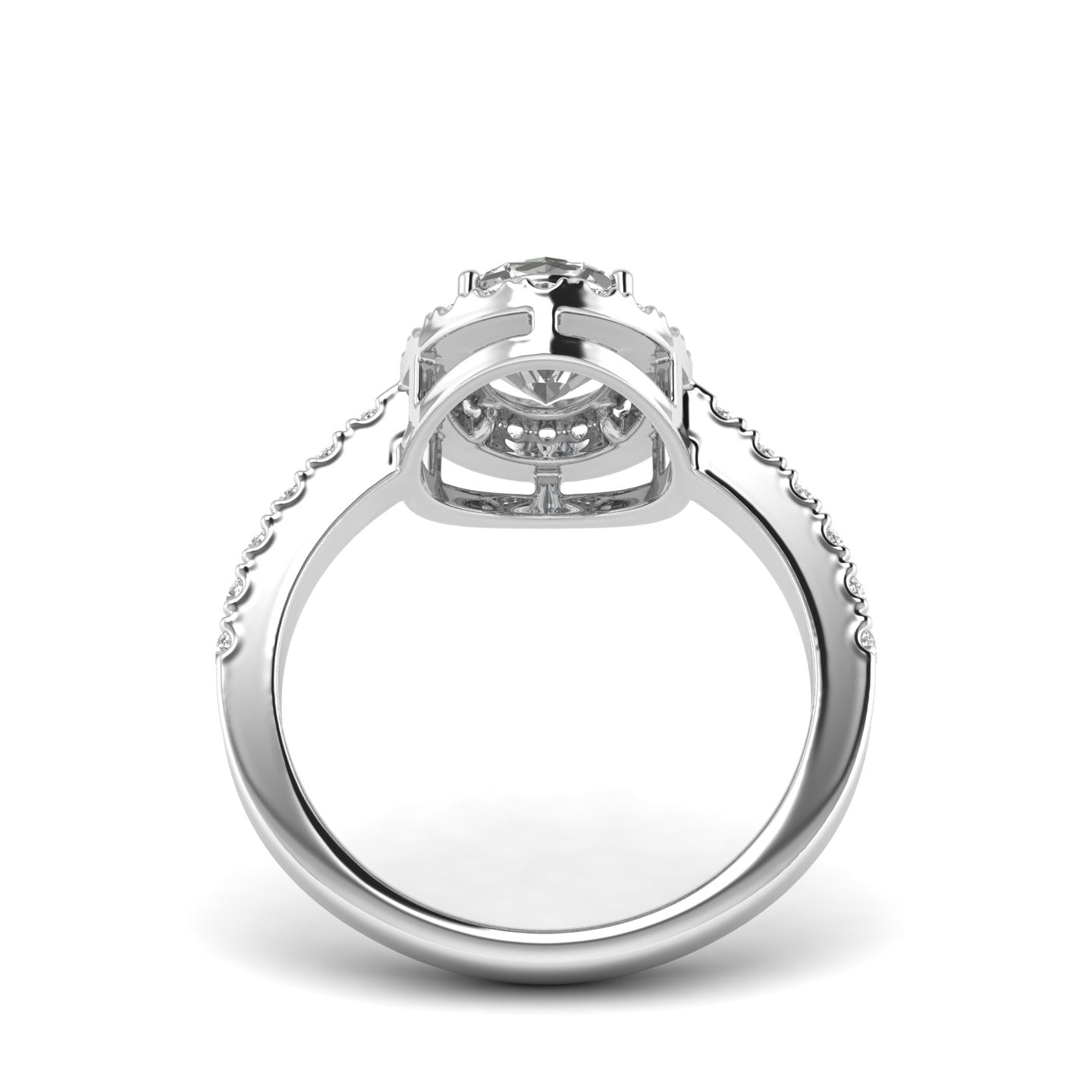 White Gold Studded 1.608 Carat Lab Grown Diamond Ring-F Color VS2 Clarity.