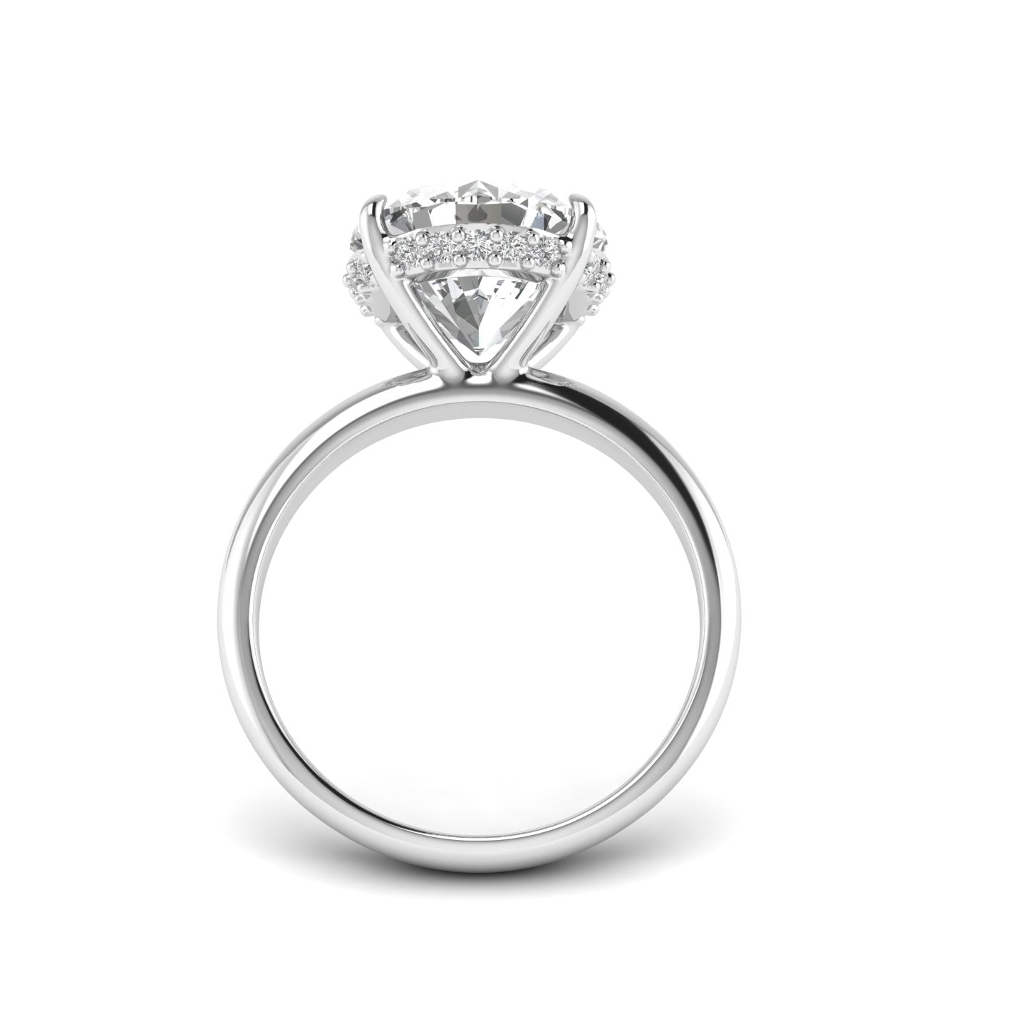 White Gold Studded 3.944 Carat Lab Grown Diamond Ring-F Color VS2 Clarity.