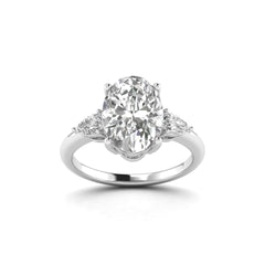 White Gold Studded 3.5 Carat Lab Grown Diamond Ring-F Color VS1 Clarity
