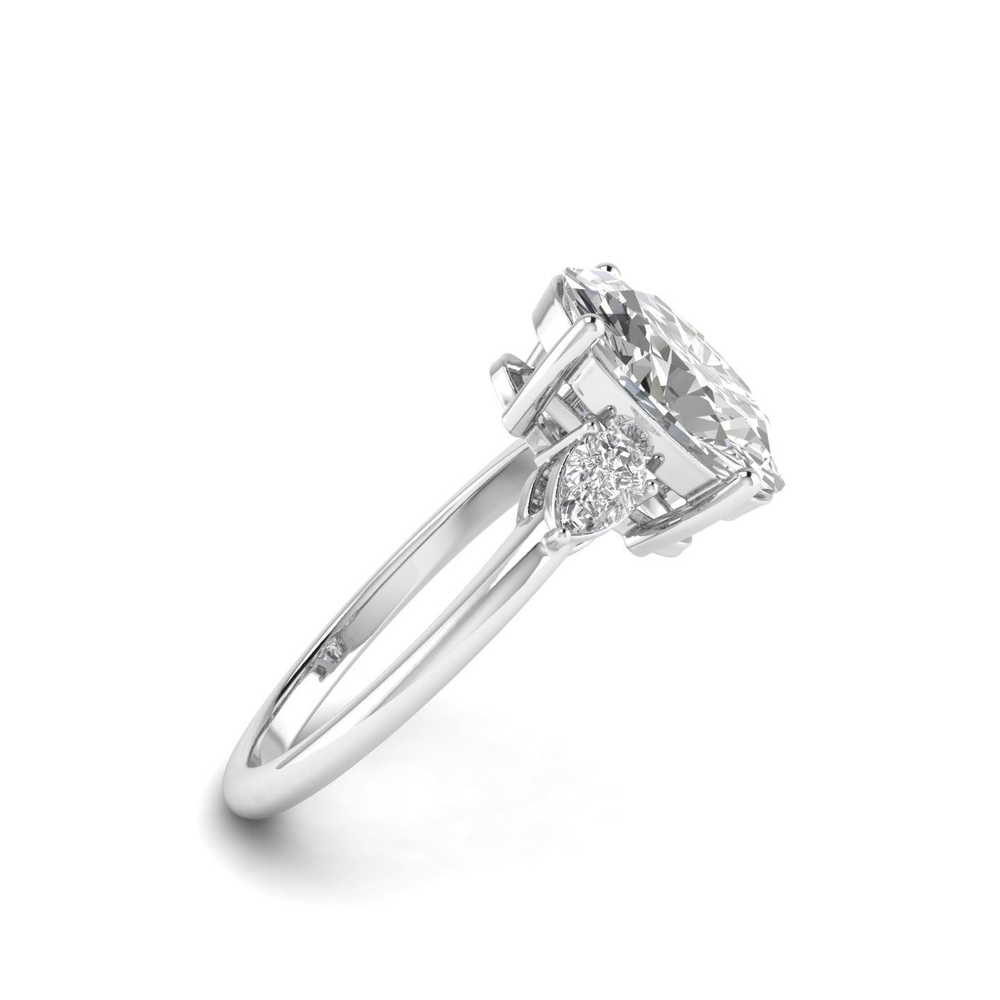 White Gold Studded 3.5 Carat Lab Grown Diamond Ring-F Color VS1 Clarity.