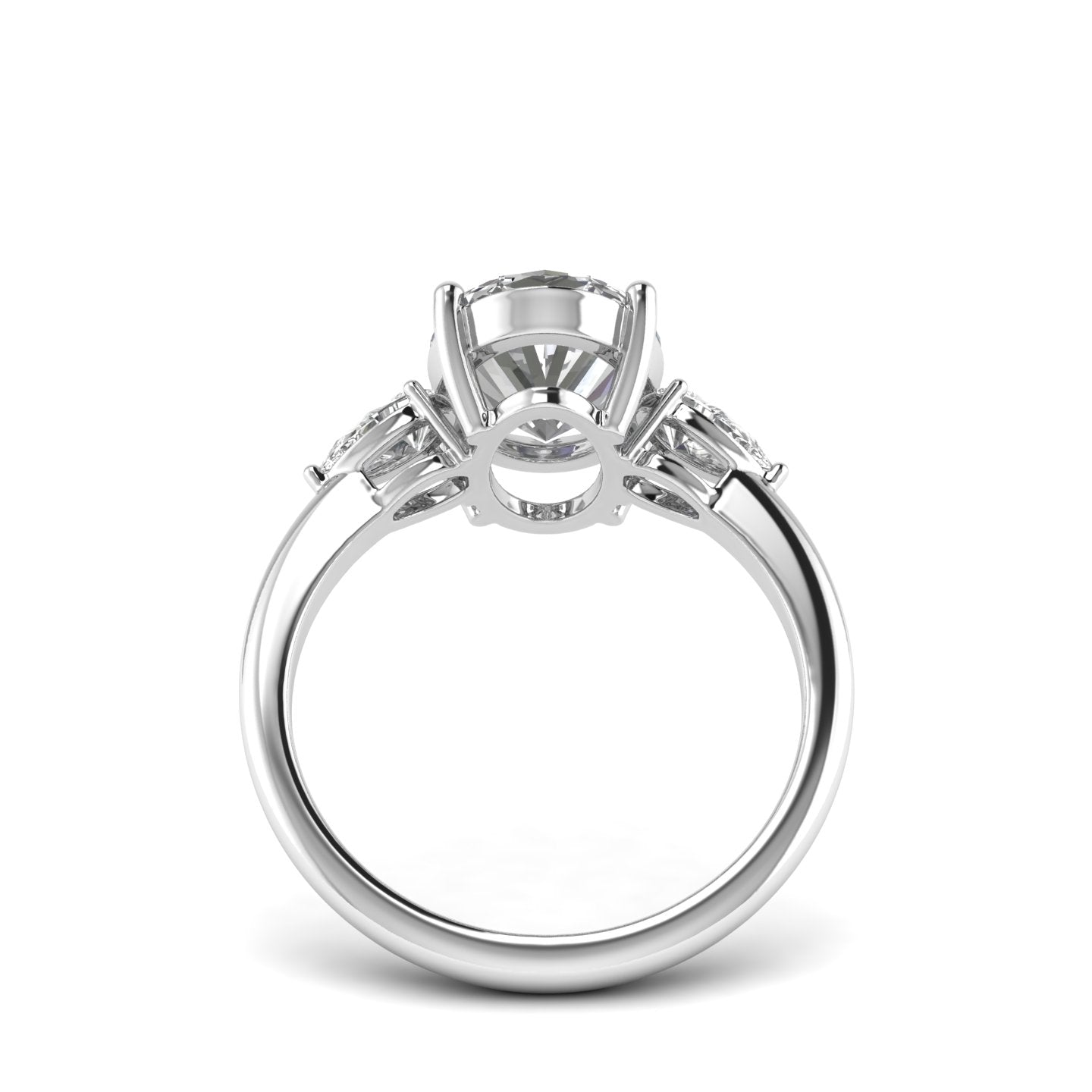 White Gold Studded 3.5 Carat Lab Grown Diamond Ring-F Color VS1 Clarity.