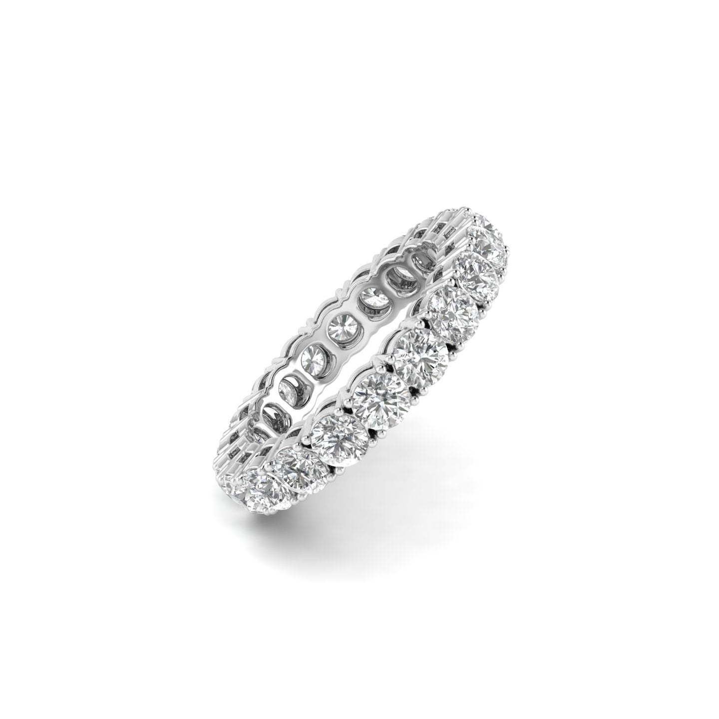 White Gold Studded 3.24 Carat Lab Grown Diamond Ring-D Color VVS Clarity.