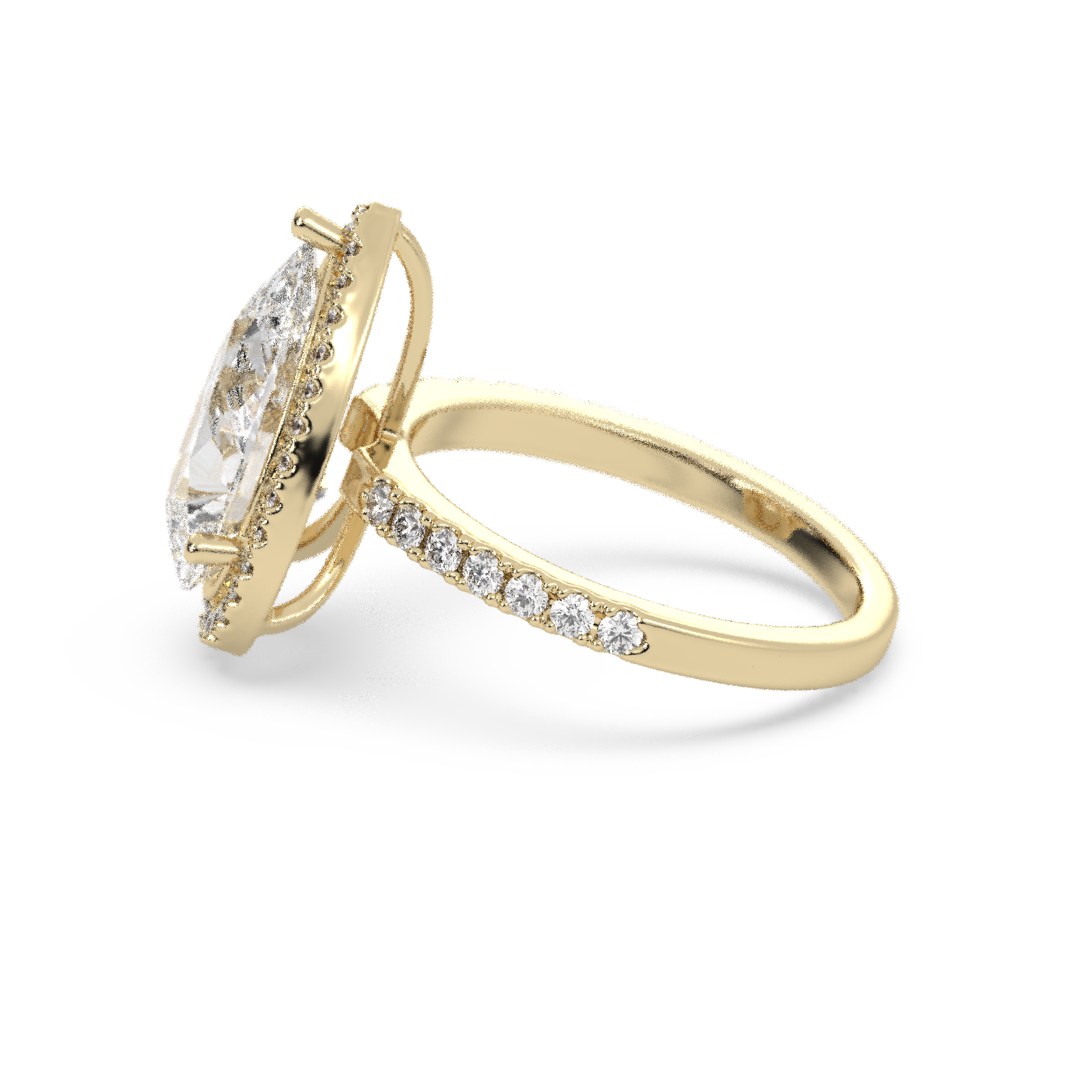 Yellow Gold Studded 3.57 Carat Lab Grown Diamond Ring-G Color VS1 Clarity.