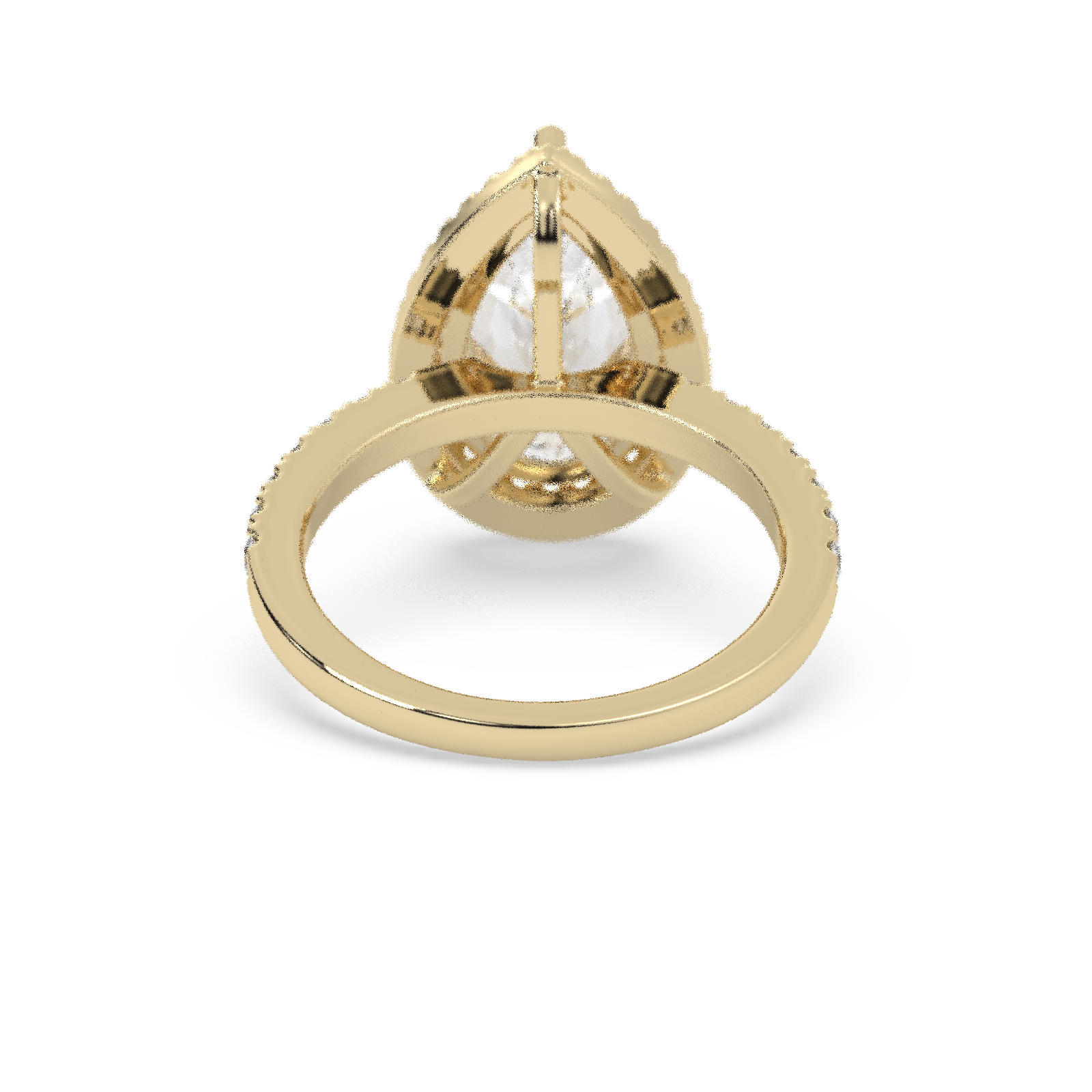 Yellow Gold Studded 3.57 Carat Lab Grown Diamond Ring-G Color VS1 Clarity.