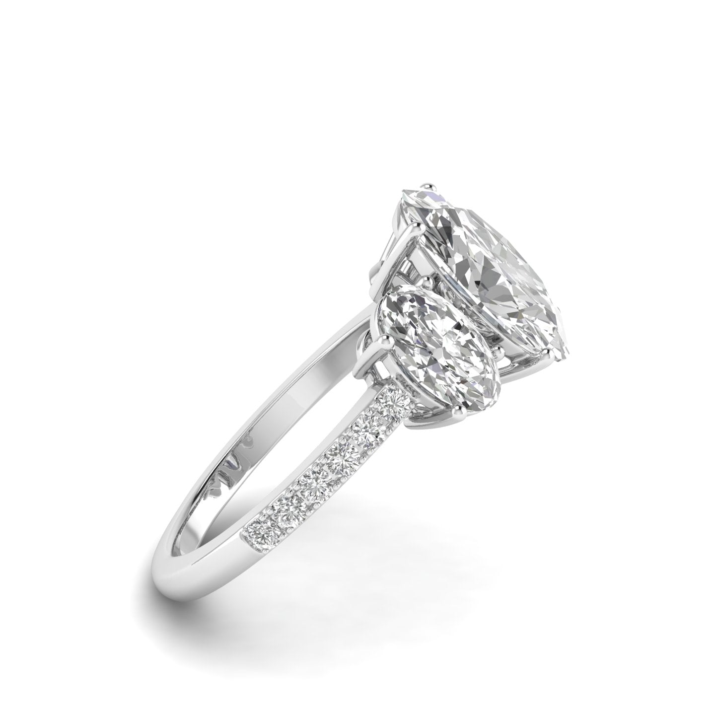 White Gold Studded 4.3 Carat Lab Grown Diamond-F Color VS1 Clarity.