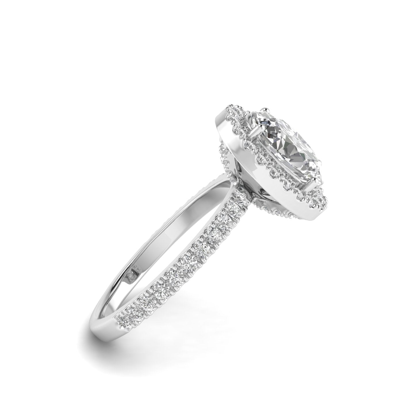 White Gold Studded 1.71 Carat Lab Grown Diamond Ring-F Color VS2 Clarity.