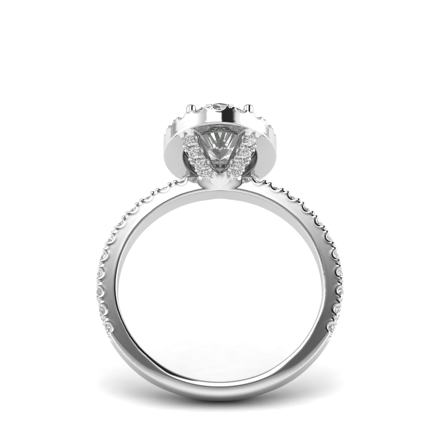 White Gold Studded 1.71 Carat Lab Grown Diamond Ring-F Color VS2 Clarity.