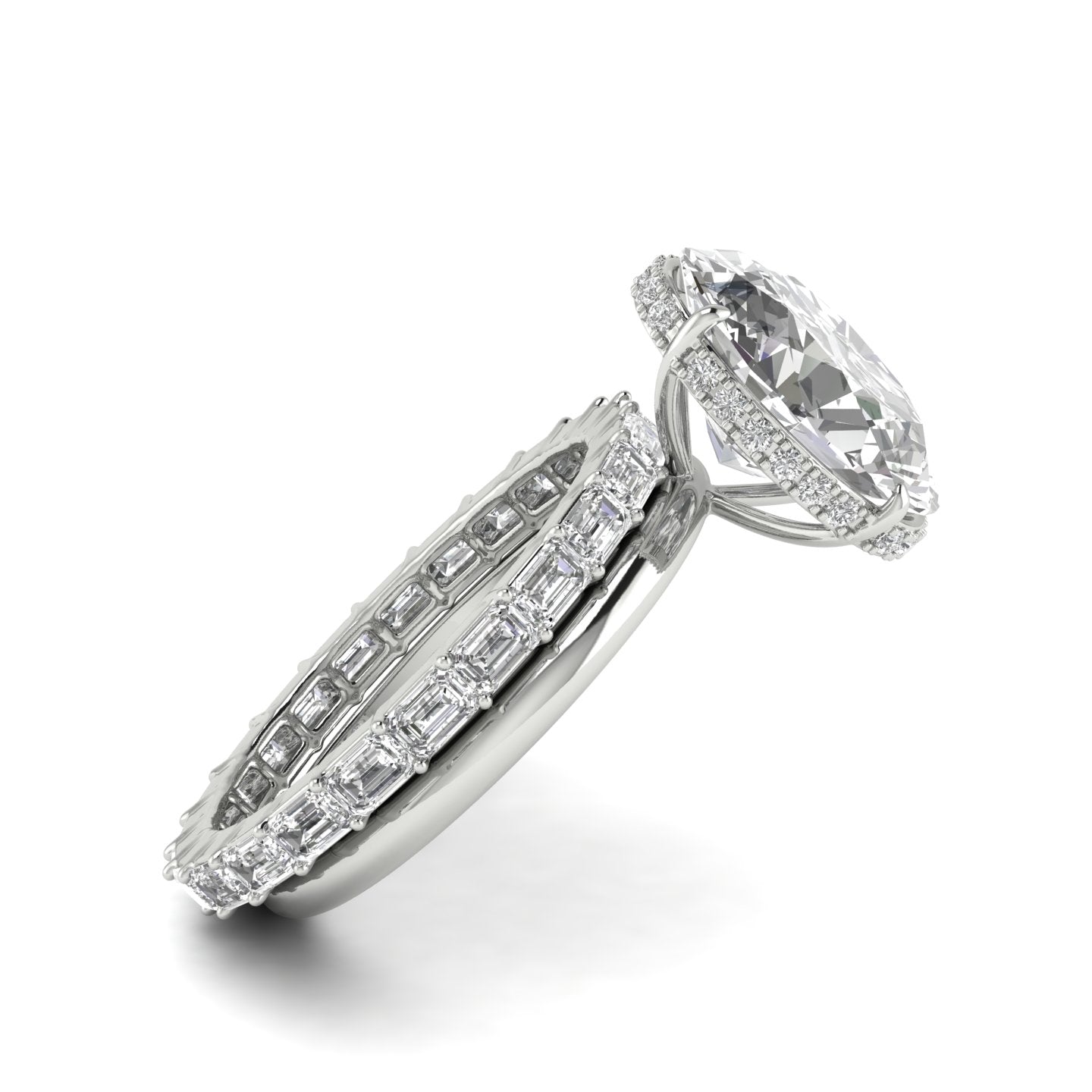 White Gold Studded 5.57 Carat  Lab Grown Diamond Ring-E Color VS2 Clarity.