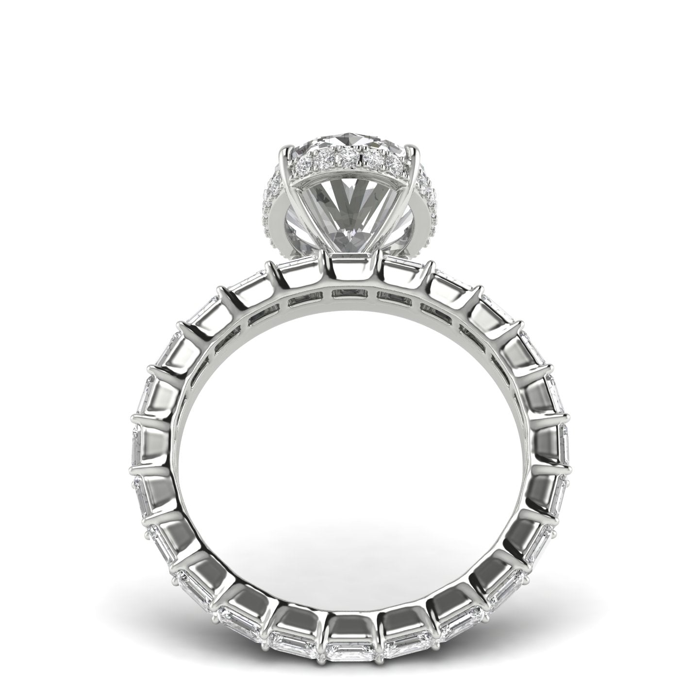 White Gold Studded 5.57 Carat  Lab Grown Diamond Ring-E Color VS2 Clarity.