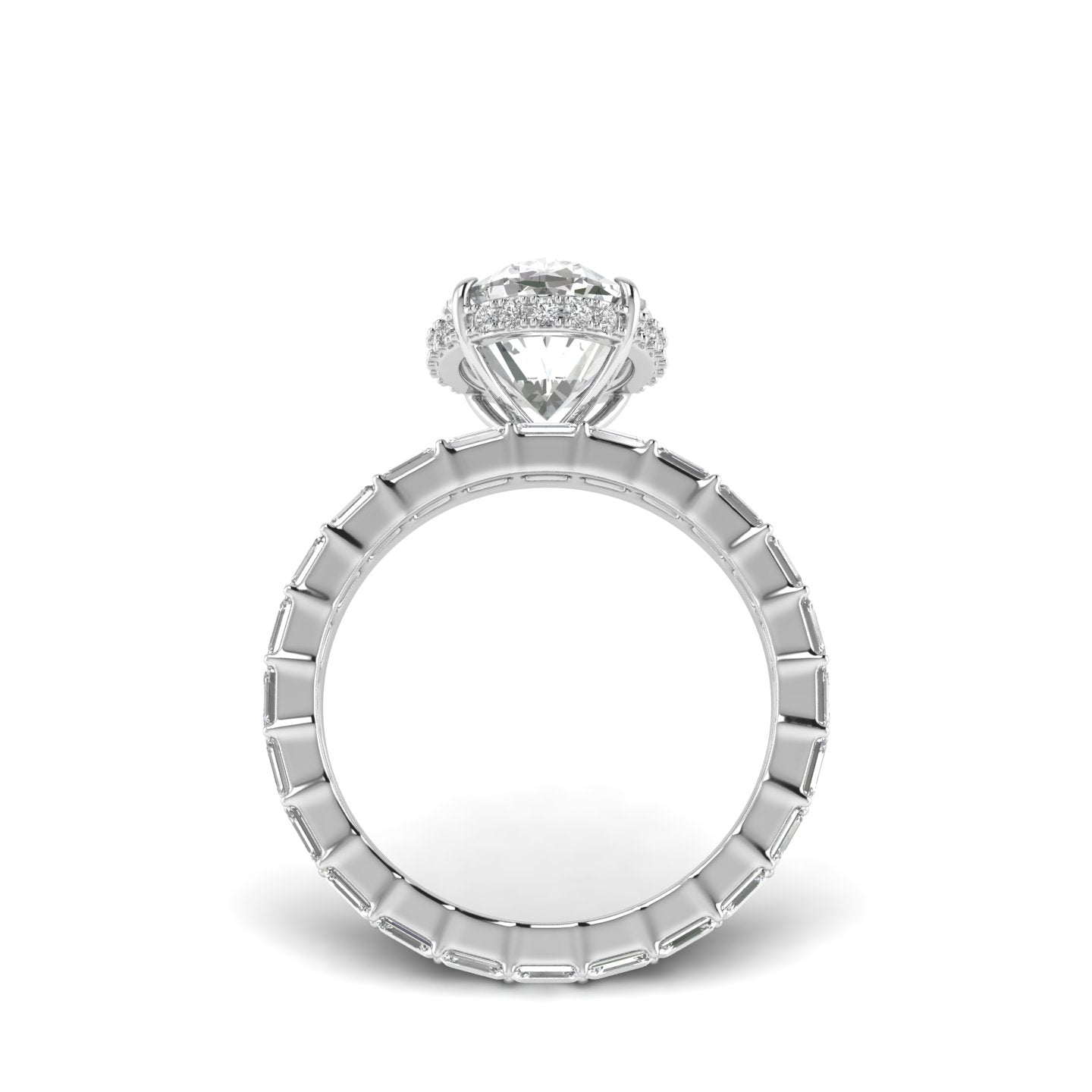 White Gold Studded 5.57 Carat Lab Grown Diamond Ring-G Color VS1 Clarity