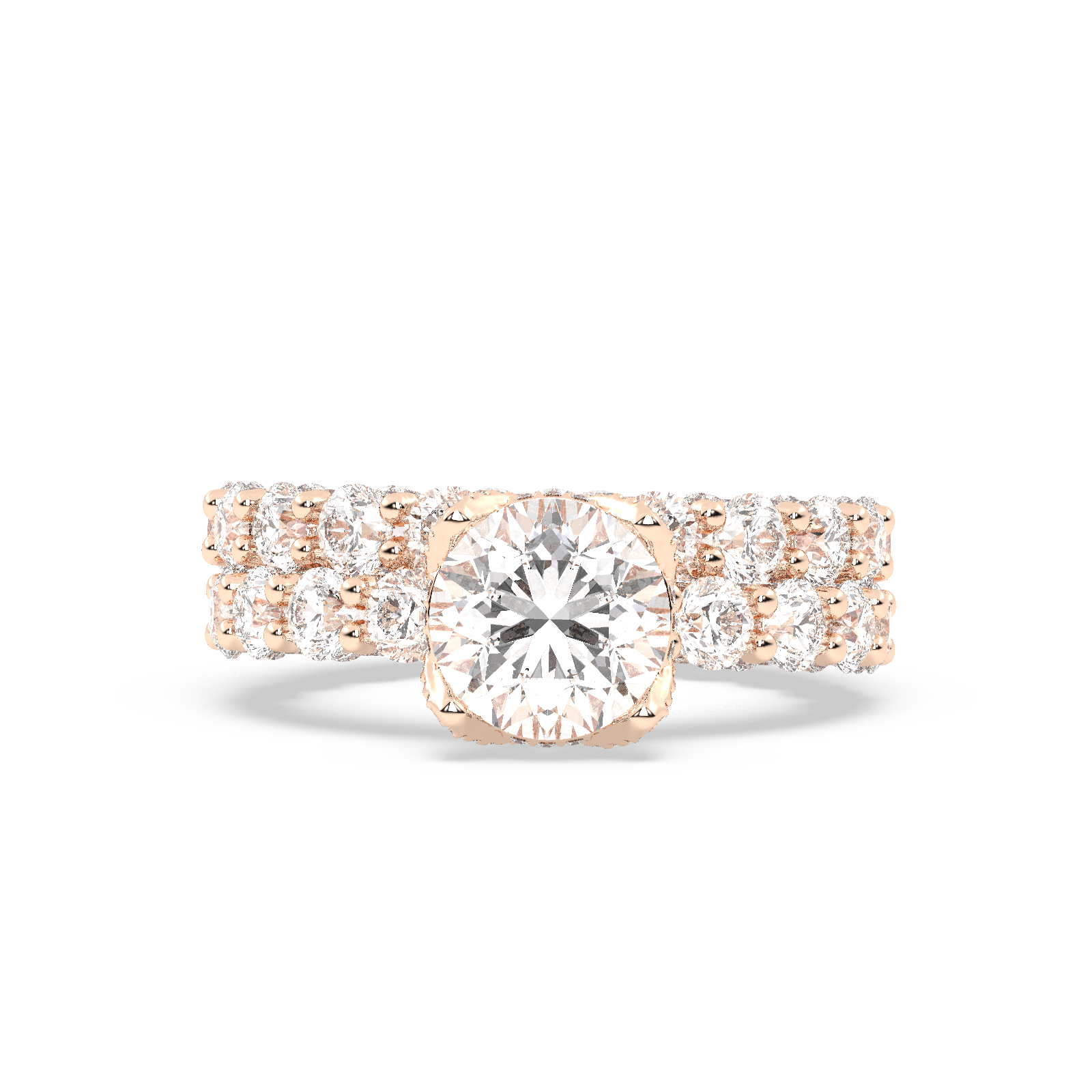 Rose Gold Studded 11.31 Carat Lab Grown Diamond Ring-F Color VS1 Clarity.