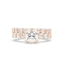 Rose Gold Studded 11.31 Carat Lab Grown Diamond Ring-F Color VS1 Clarity