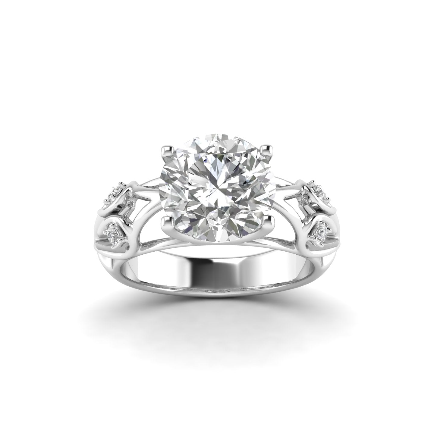 White Gold Studded 3.68 Carat Lab Grown Diamond Ring-F Color VS2 Clarity.