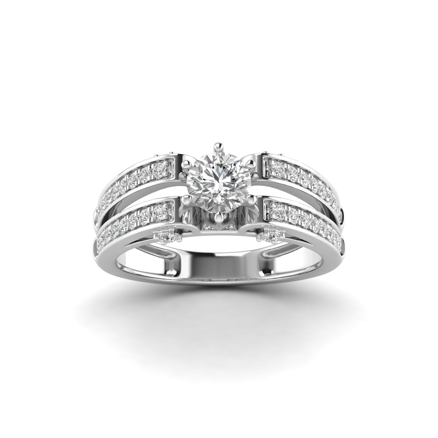 White Gold Studded 0.892 Carat Lab Grown Diamond Ring D Color VS1 Clarity.