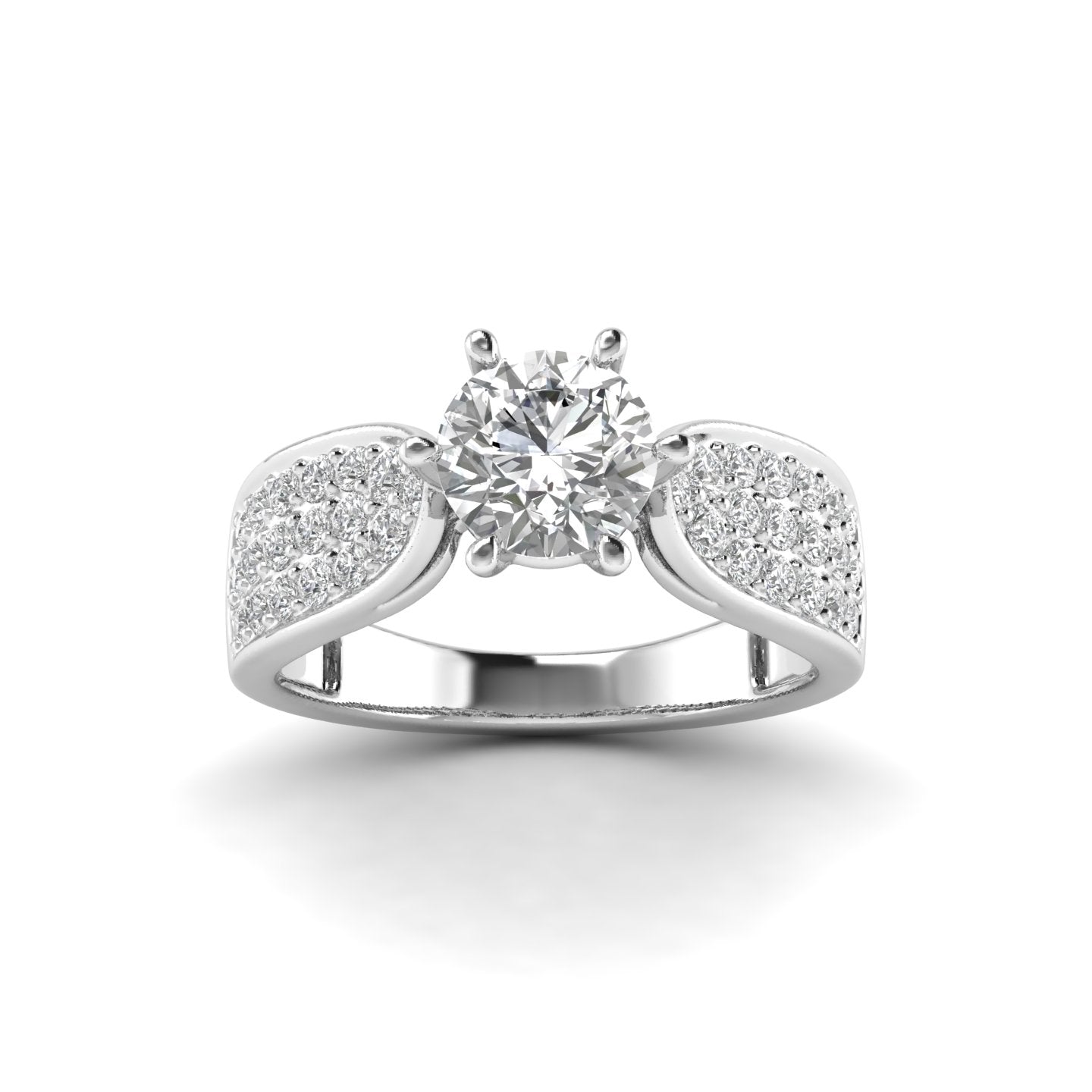 White Gold Studded 1.53 Carat Lab Grown Diamond Ring-G Color VS1 Clarity.