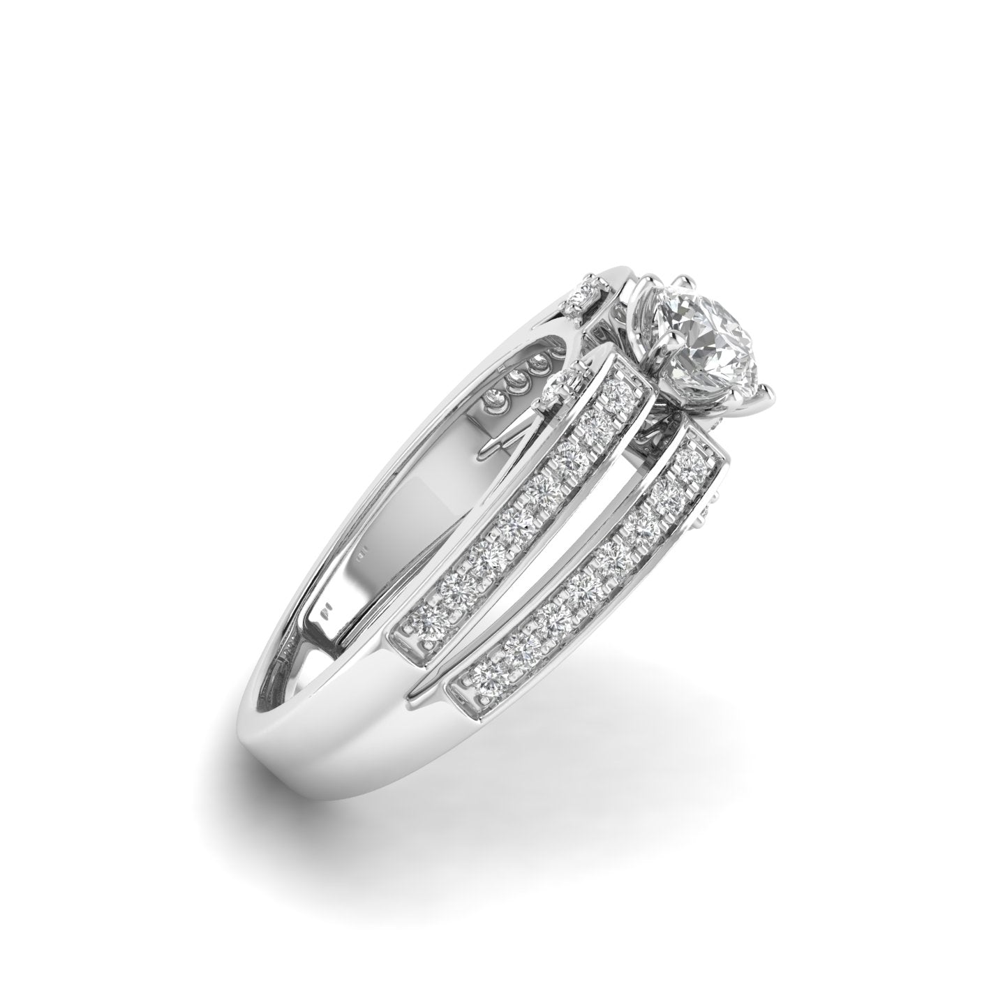 White Gold Studded 0.892 Carat Lab Grown Diamond Ring D Color VS1 Clarity.