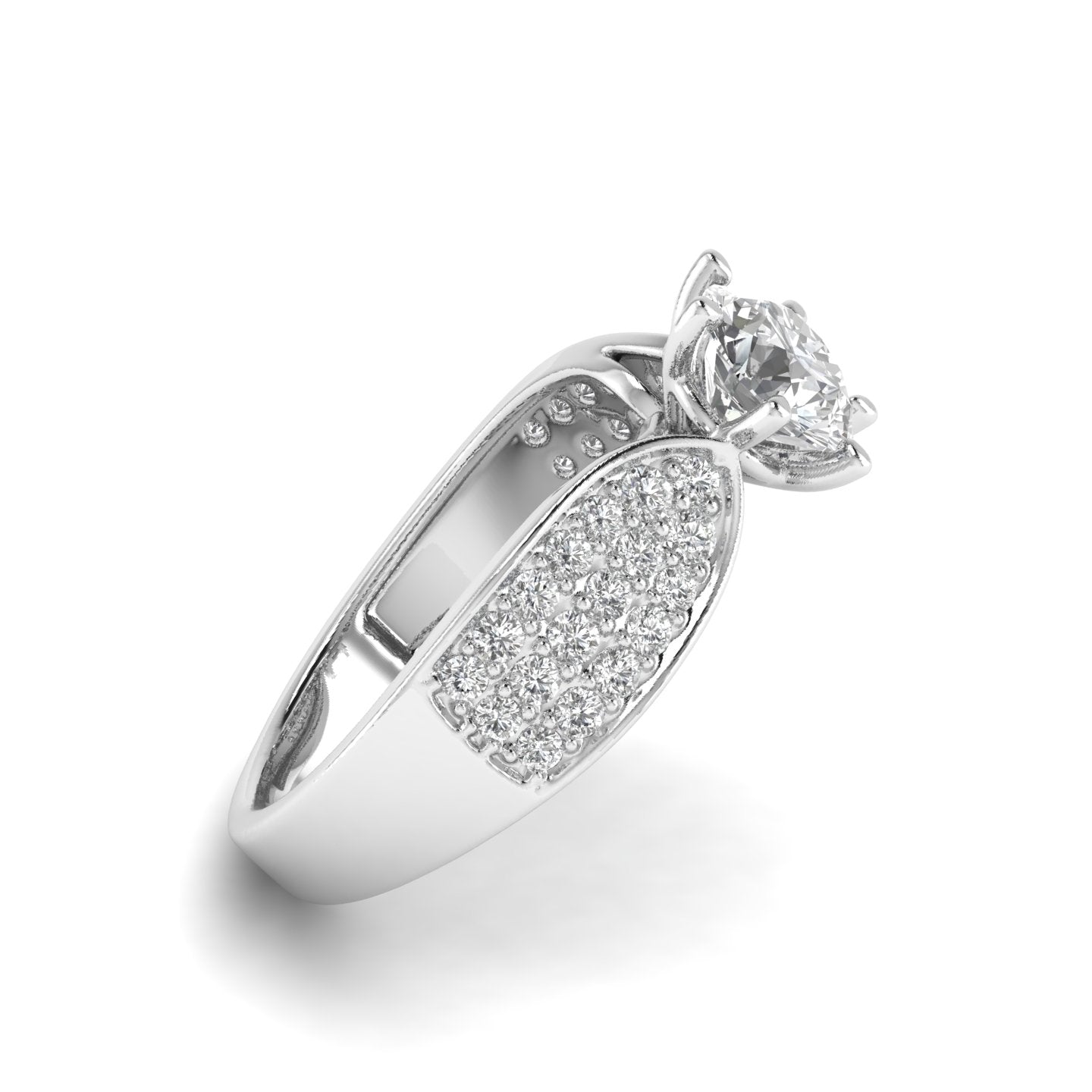 White Gold Studded 1.53 Carat Lab Grown Diamond Ring-G Color VS1 Clarity.