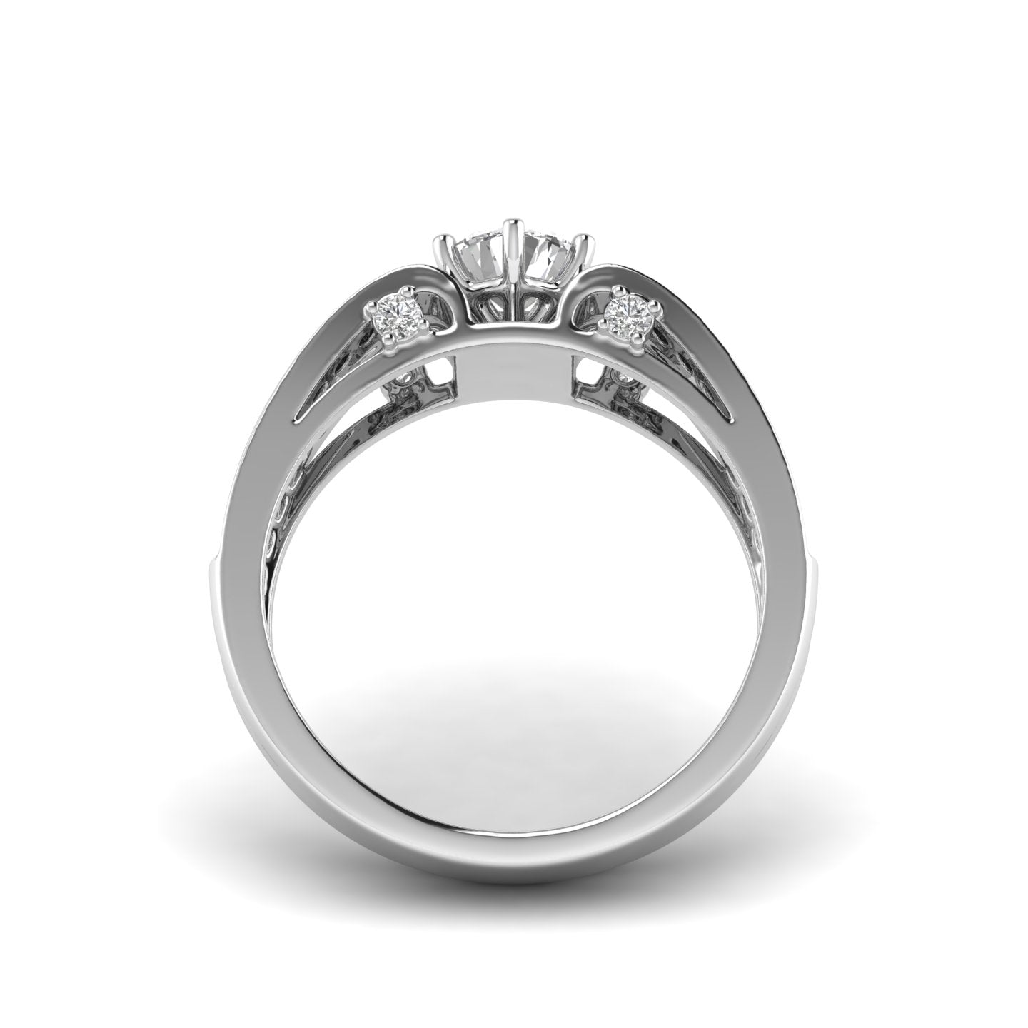 White Gold Studded 0.892 Carat Lab Grown Diamond Ring D Color VS1 Clarity.