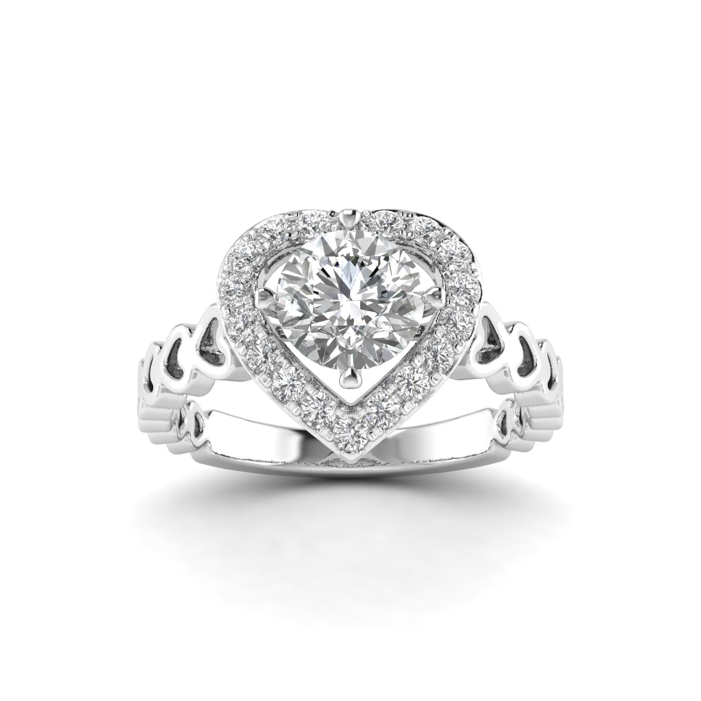 White Gold Studded 1.324 Carat Lab Grown Diamond Ring-F Color VS2 Clarity.