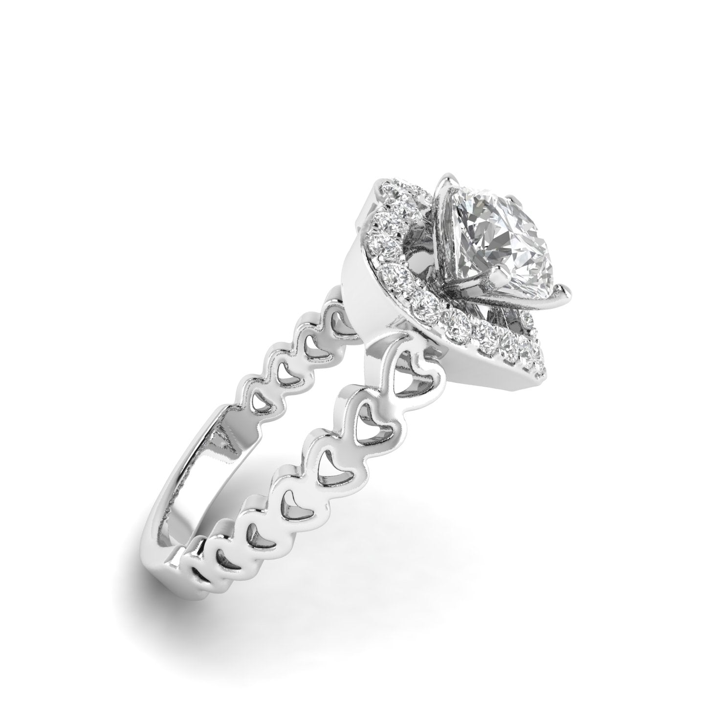 White Gold Studded 1.324 Carat Lab Grown Diamond Ring-F Color VS2 Clarity.