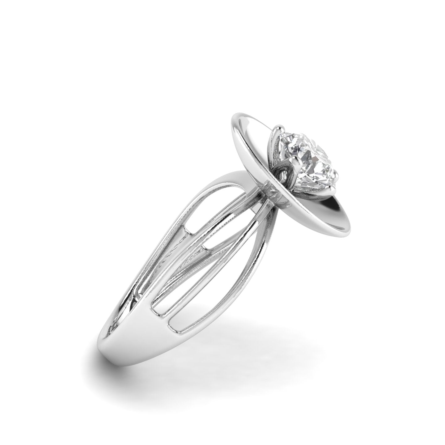 White Gold Studded 1 Carat Lab Grown Diamond Ring-F Color VS1 Clarity.