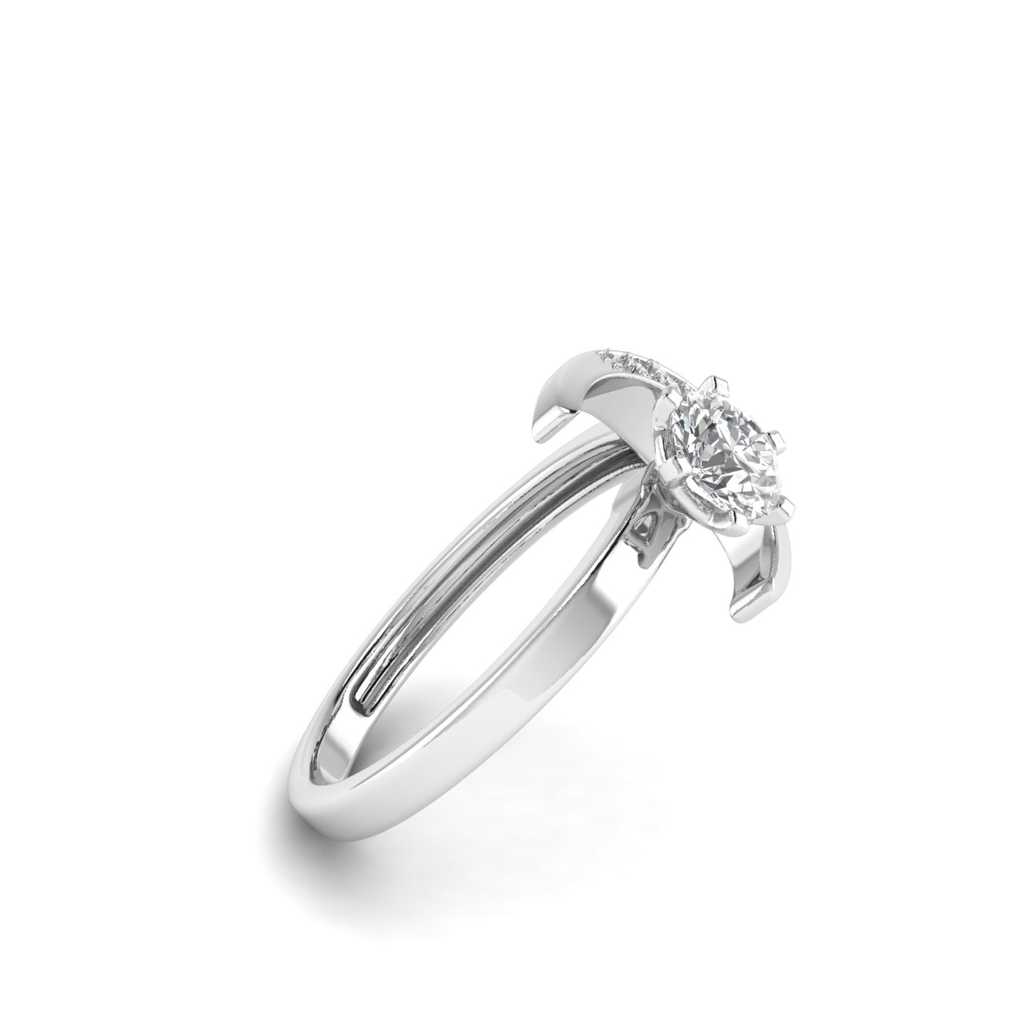 White Gold Studded 0.562 Carat Lab Grown Diamond Ring-D Color VVS Clarity.