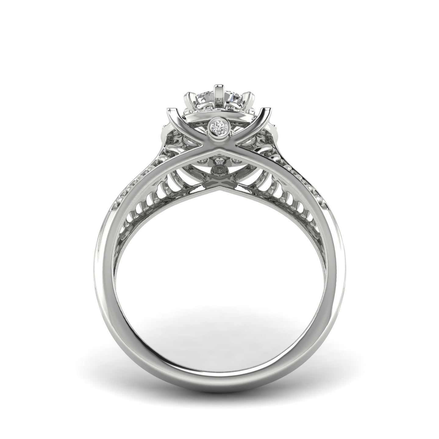 White Gold Studded 0.712 Carat Lab Grown Diamond Ring-E Color VVS Clarity.