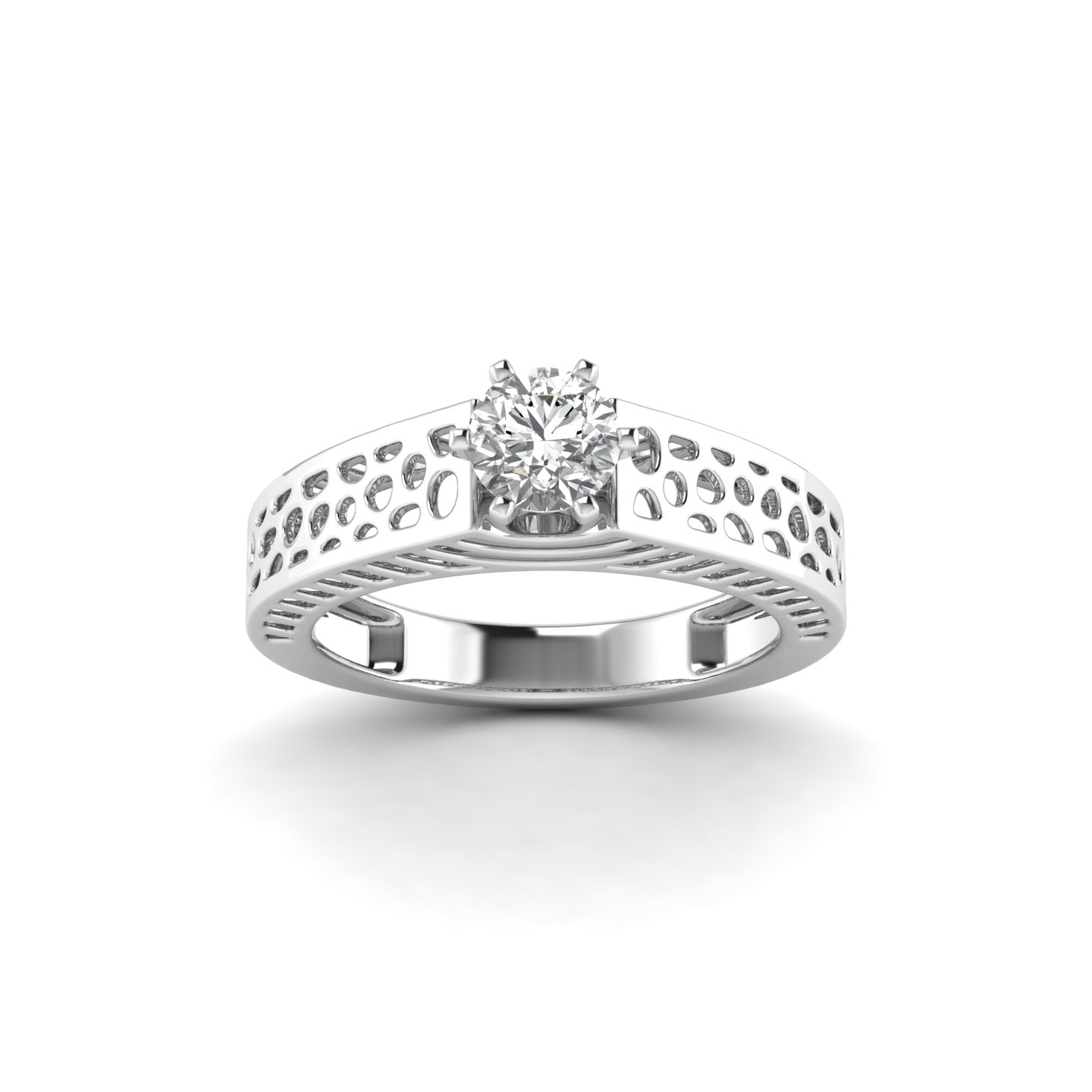White Gold Studded 0.61 Carat Lab Grown Diamond Ring-E Color VVS Clarity.