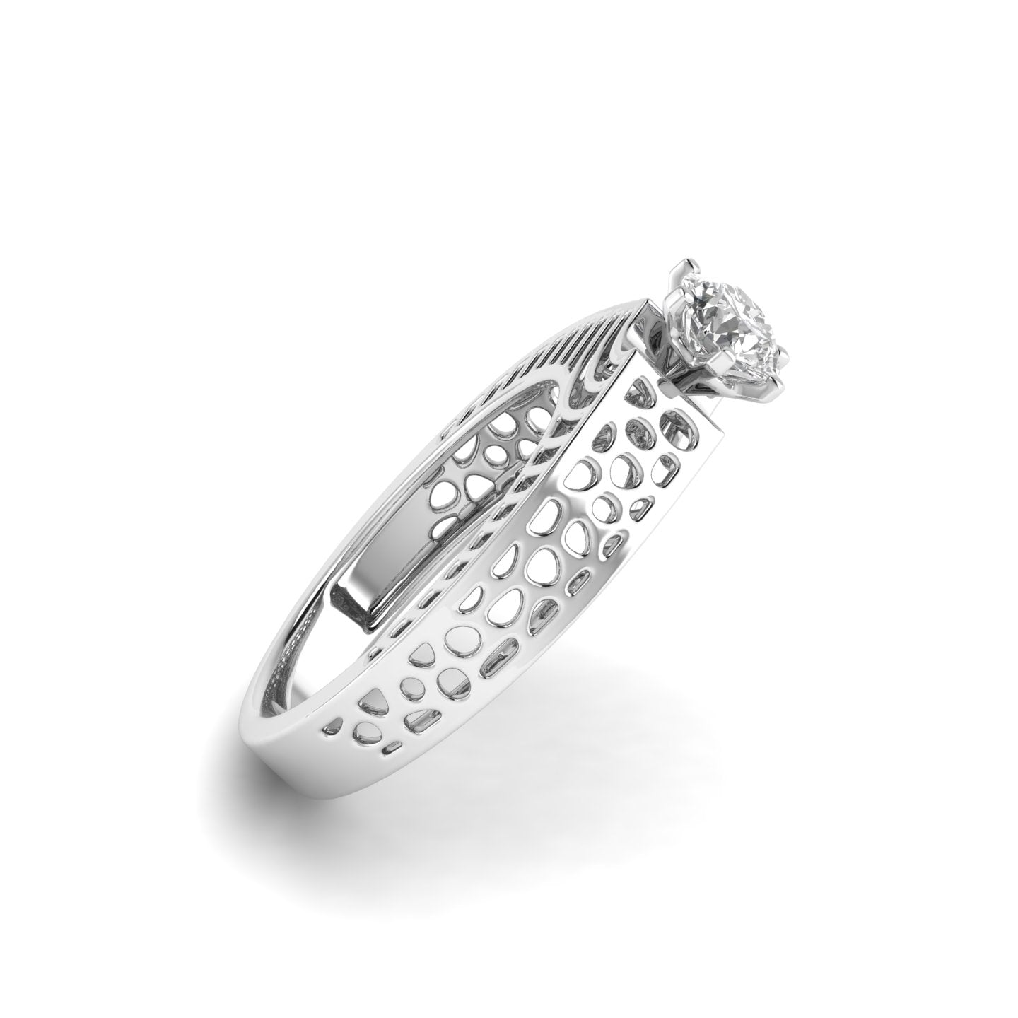 White Gold Studded 0.61 Carat Lab Grown Diamond Ring-E Color VVS Clarity.