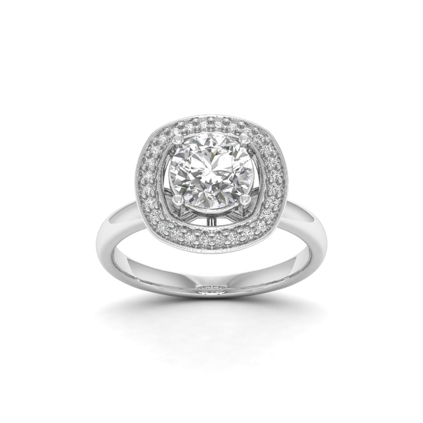 White Gold Studded 1.14 Carat Lab Grown Diamond Ring-G Color VS1 Clarity.