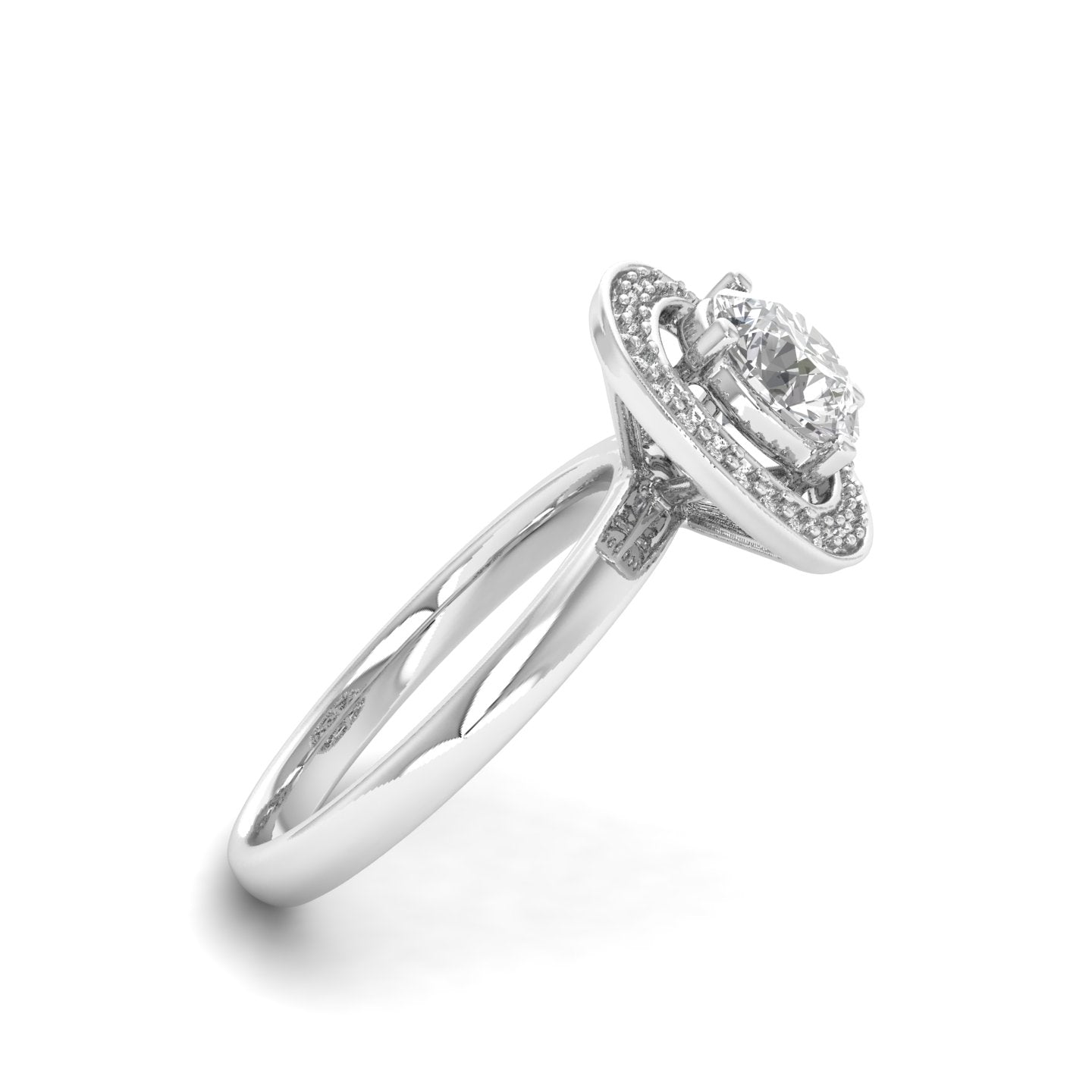 White Gold Studded 1.14 Carat Lab Grown Diamond Ring-G Color VS1 Clarity.