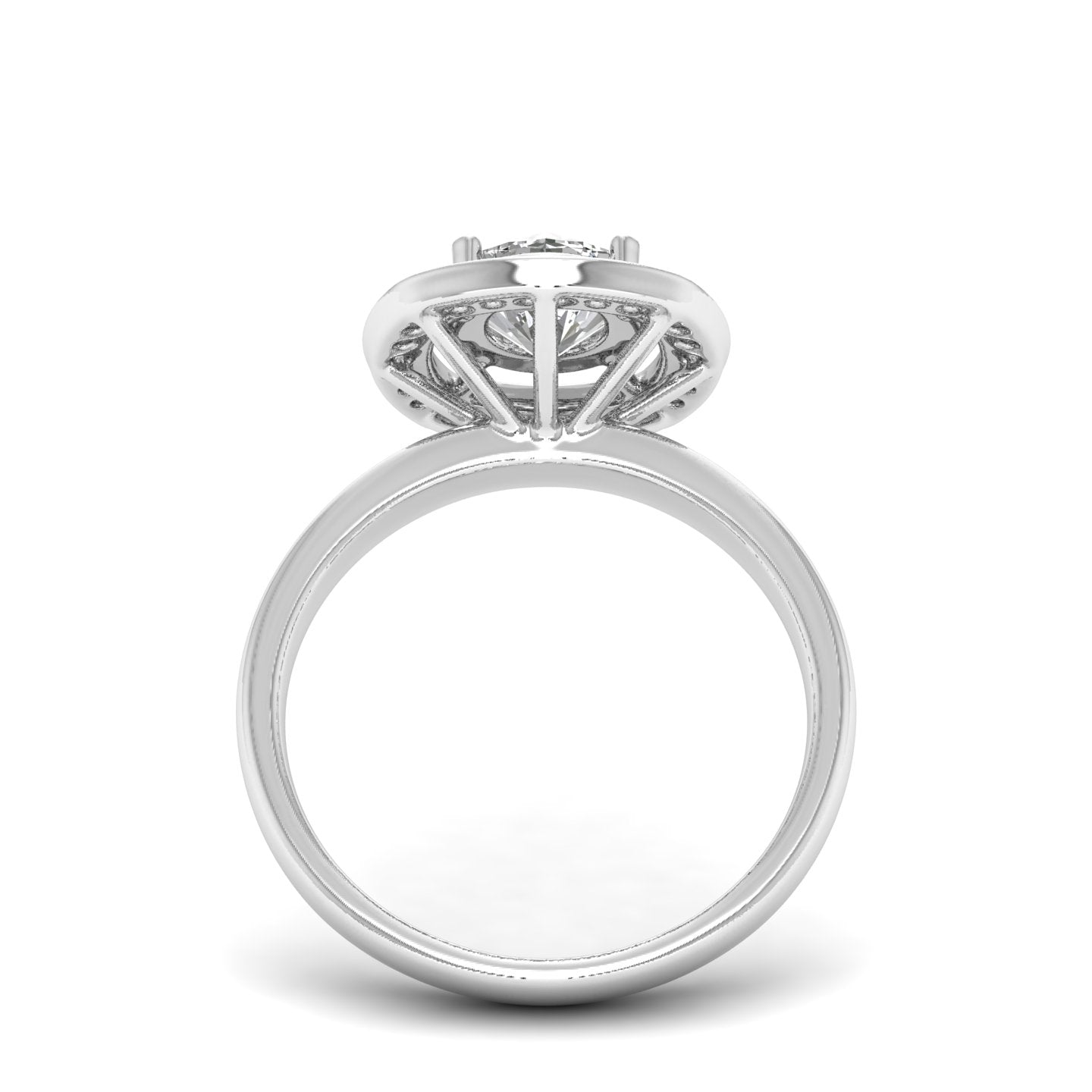 White Gold Studded 1.14 Carat Lab Grown Diamond Ring-G Color VS1 Clarity.