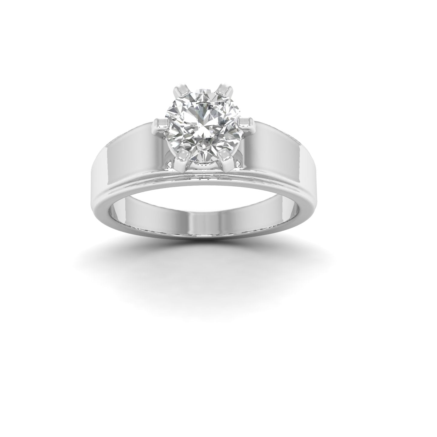 White Gold Studded 1 Carat Lab Grown Diamond Ring-F Color VS1 Clarity.
