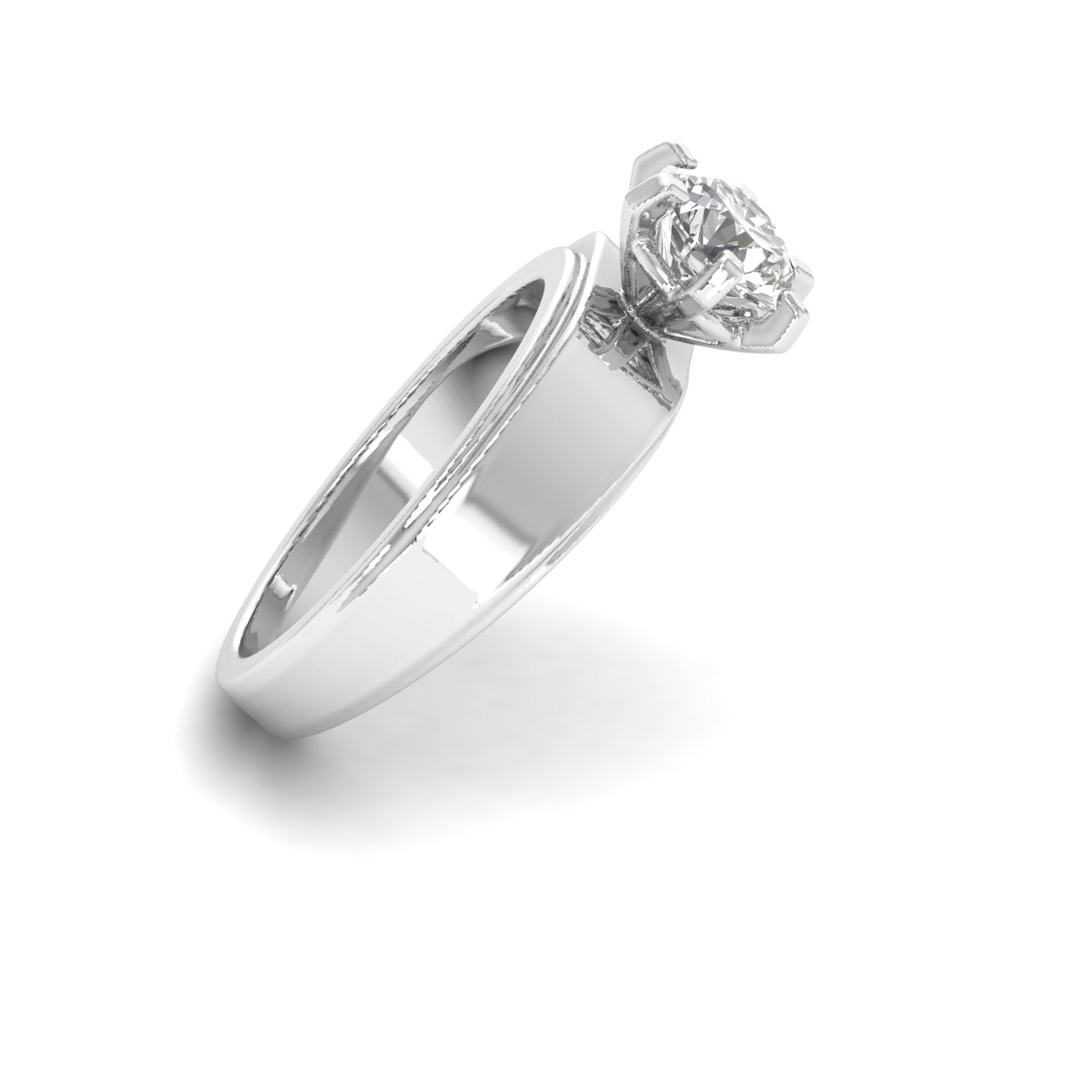 White Gold Studded 1 Carat Lab Grown Diamond Ring-F Color VS1 Clarity.