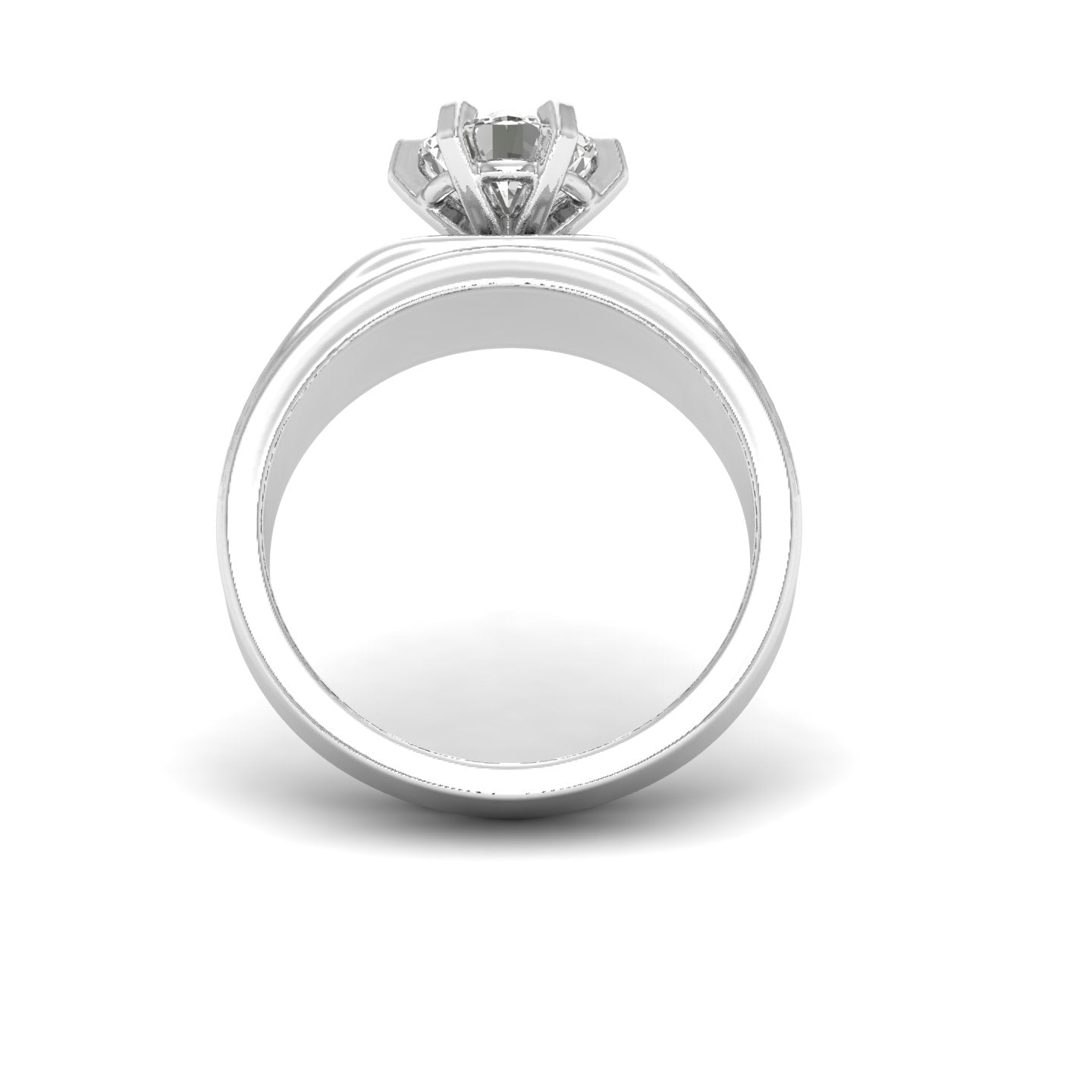 White Gold Studded 1 Carat Lab Grown Diamond Ring-F Color VS1 Clarity.