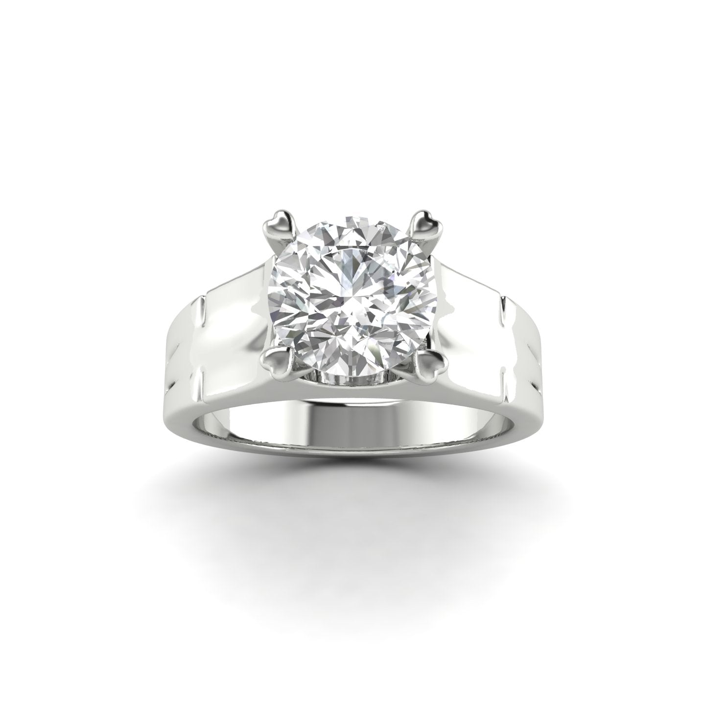 White Gold Studded 1 Carat Lab Grown Diamond Ring-F Color VS2 Clarity.