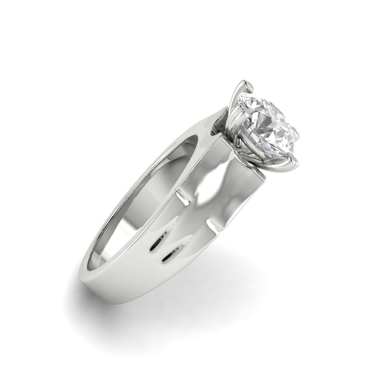White Gold Studded 1 Carat Lab Grown Diamond Ring-F Color VS2 Clarity.