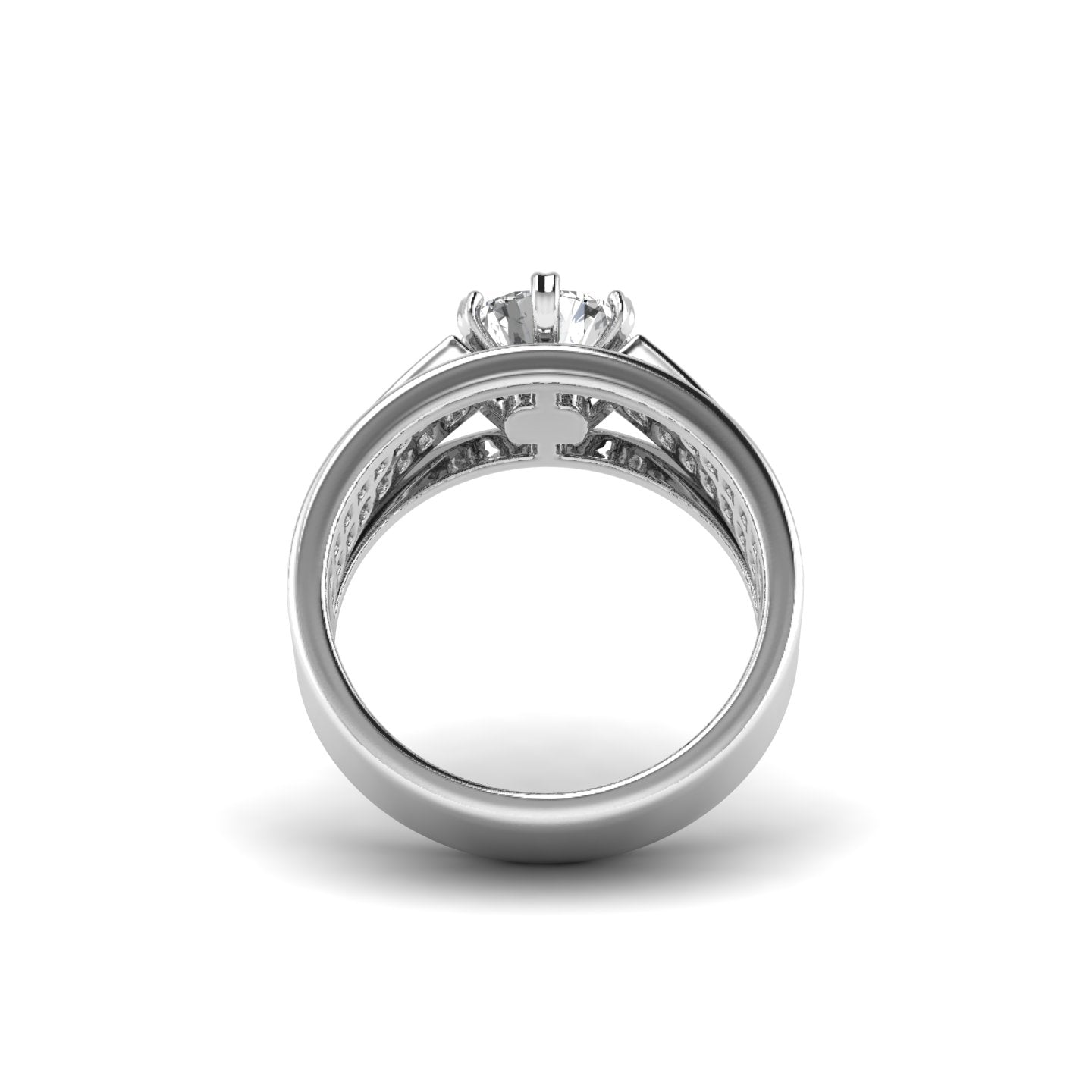 White Gold Studded 1.452 Carat Lab Grown Diamond Ring-F Color VS1 Clarity.