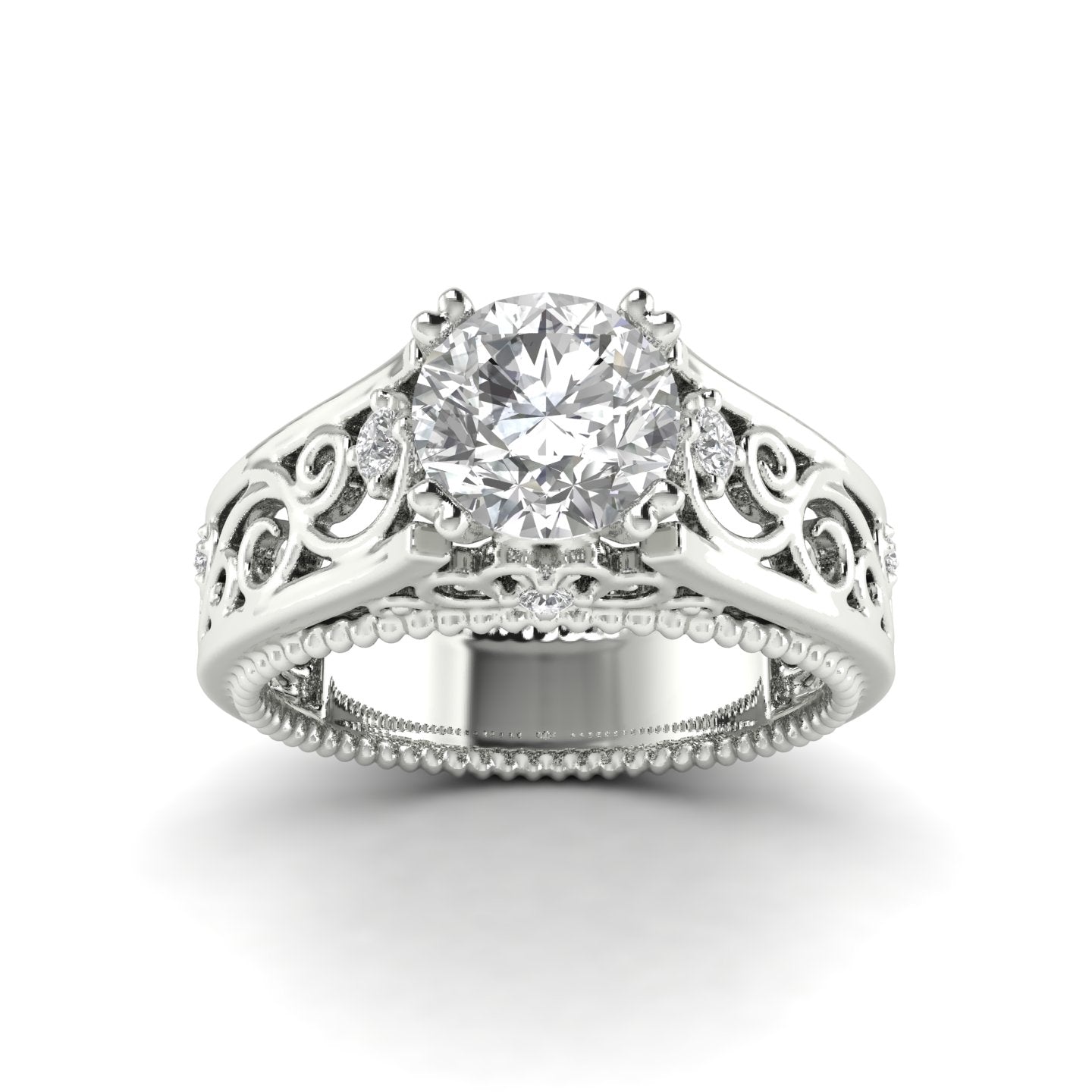 White gold Studded 1.112 Carat Lab Grown Diamond Ring-G Color VS2 Clarity.