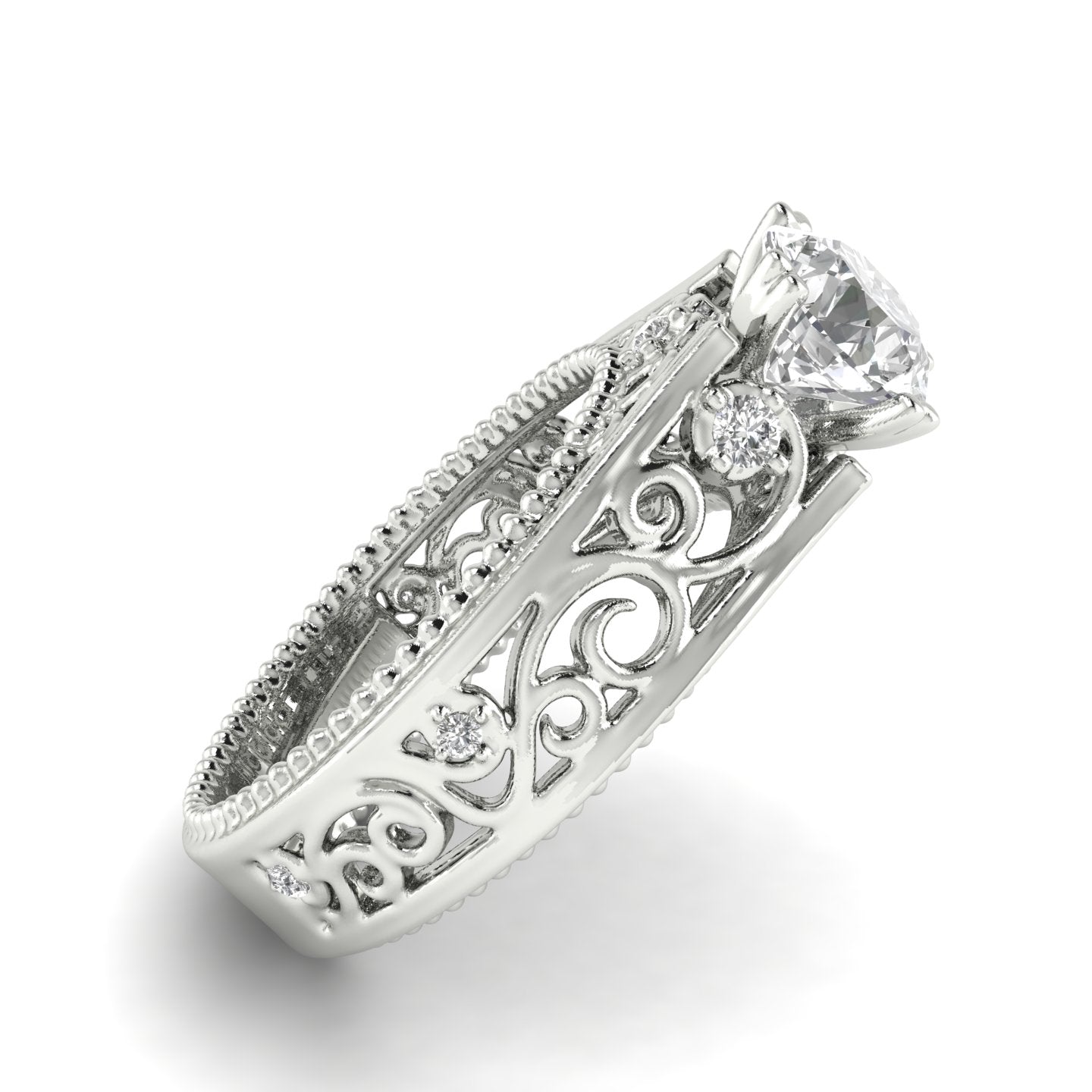 White gold Studded 1.112 Carat Lab Grown Diamond Ring-G Color VS2 Clarity.