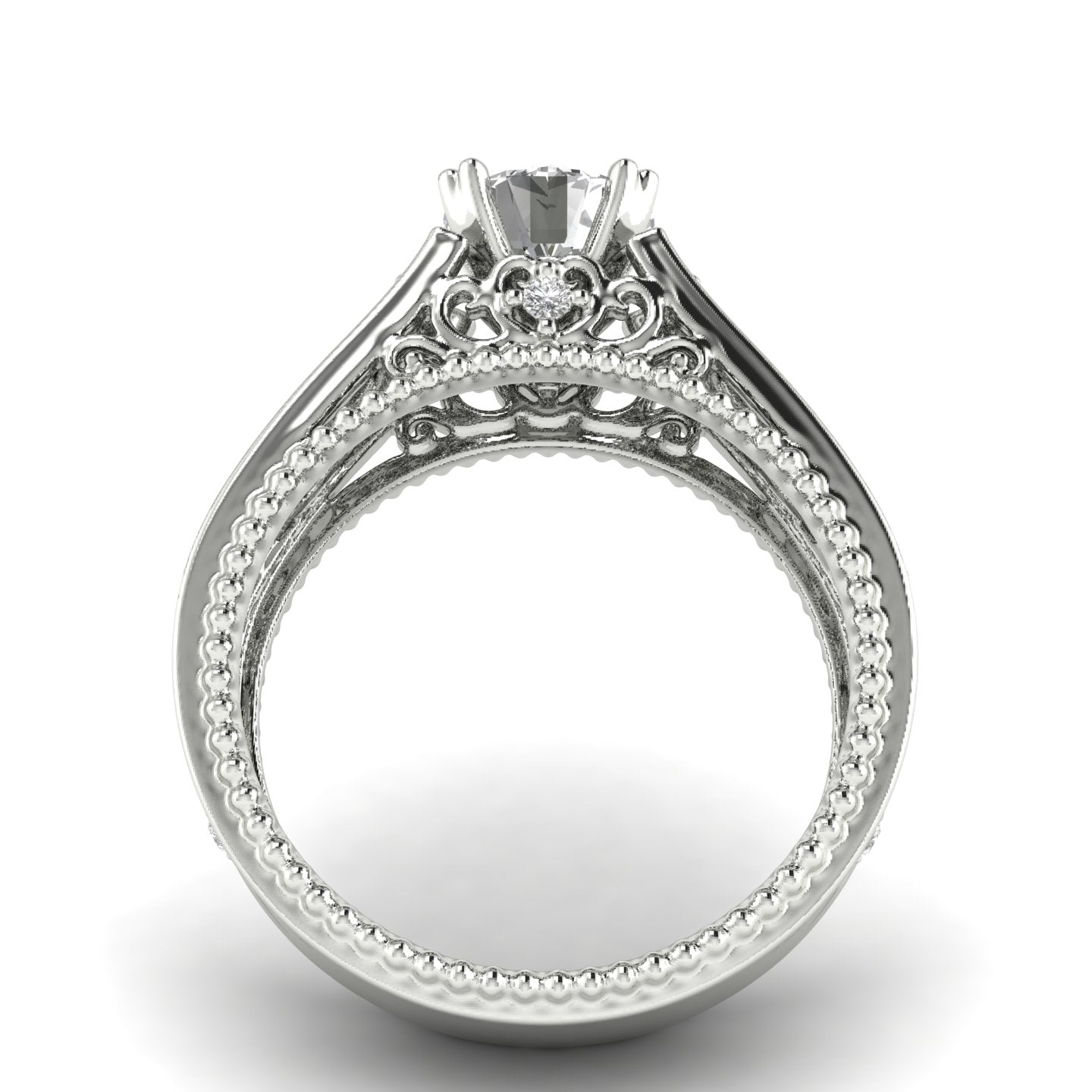 White gold Studded 1.112 Carat Lab Grown Diamond Ring-G Color VS2 Clarity.