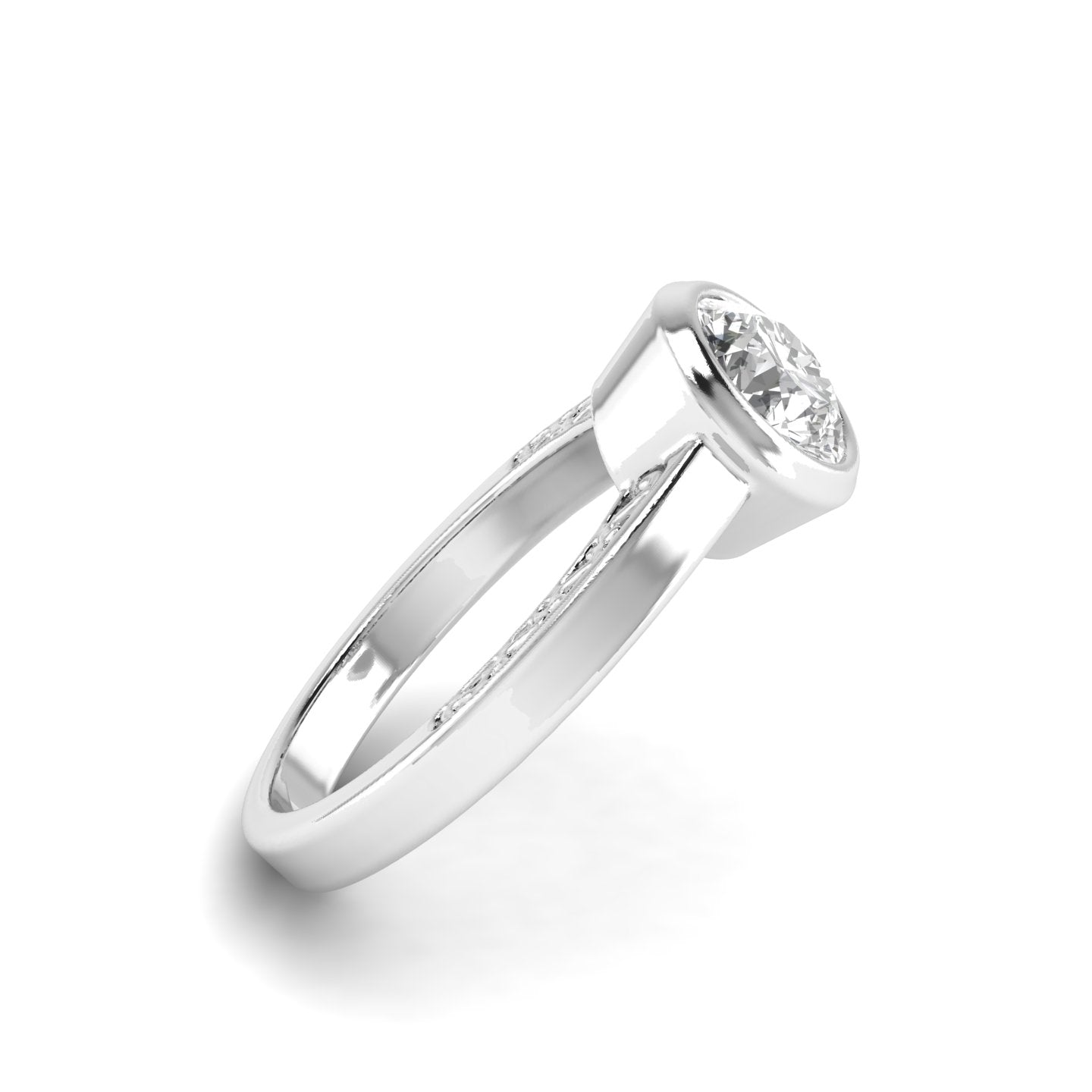 White Gold Studded 1 Carat Lab Grown Diamond Ring-F Color VS2 Clarity.