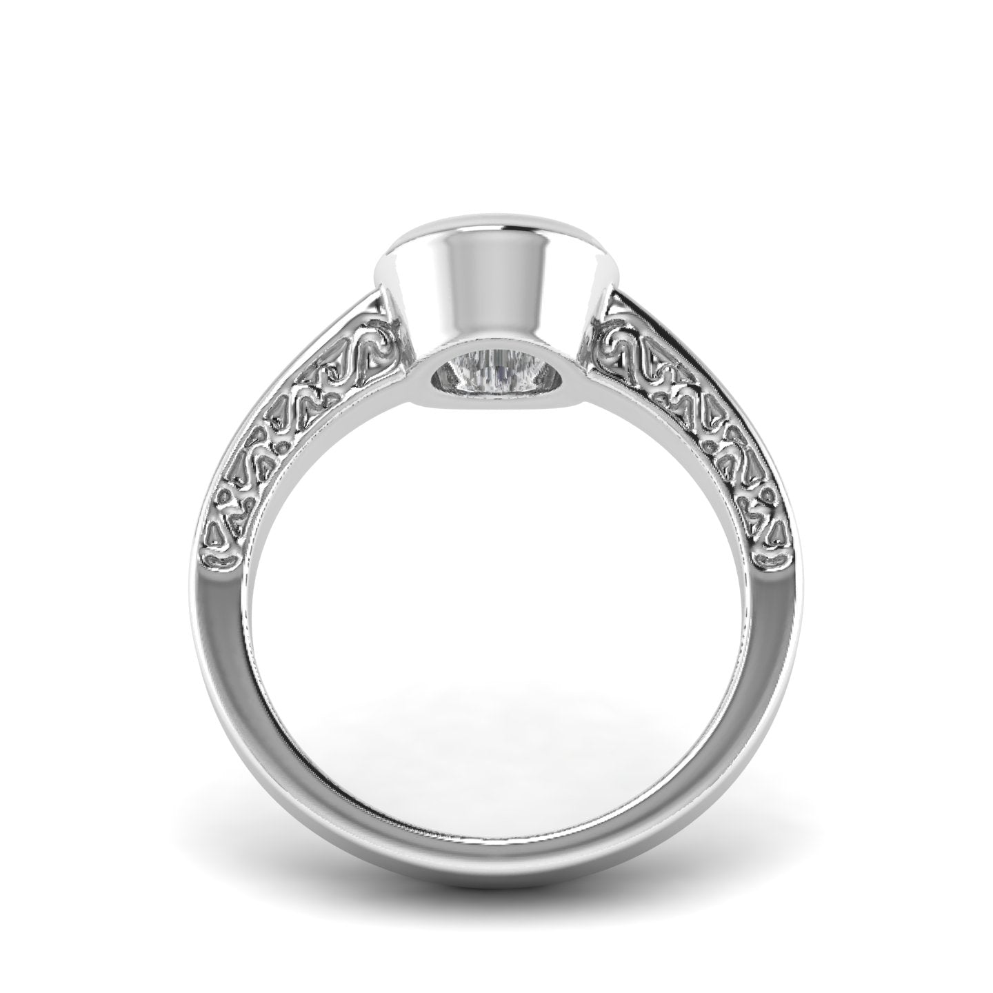 White Gold Studded 1 Carat Lab Grown Diamond Ring-F Color VS2 Clarity.